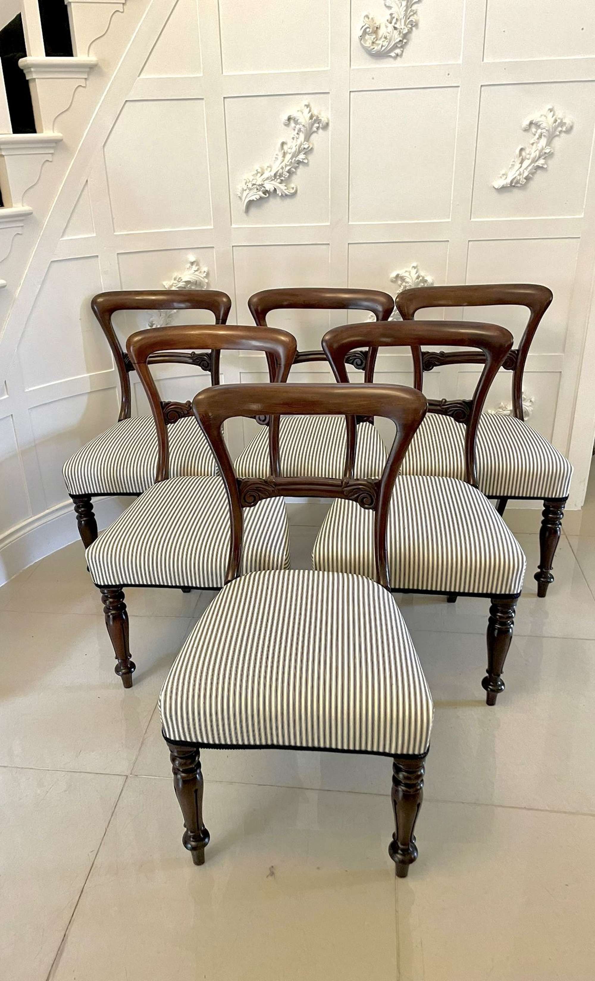 Set of Six Antique Victorian Quality Mahogany Dining Chairs