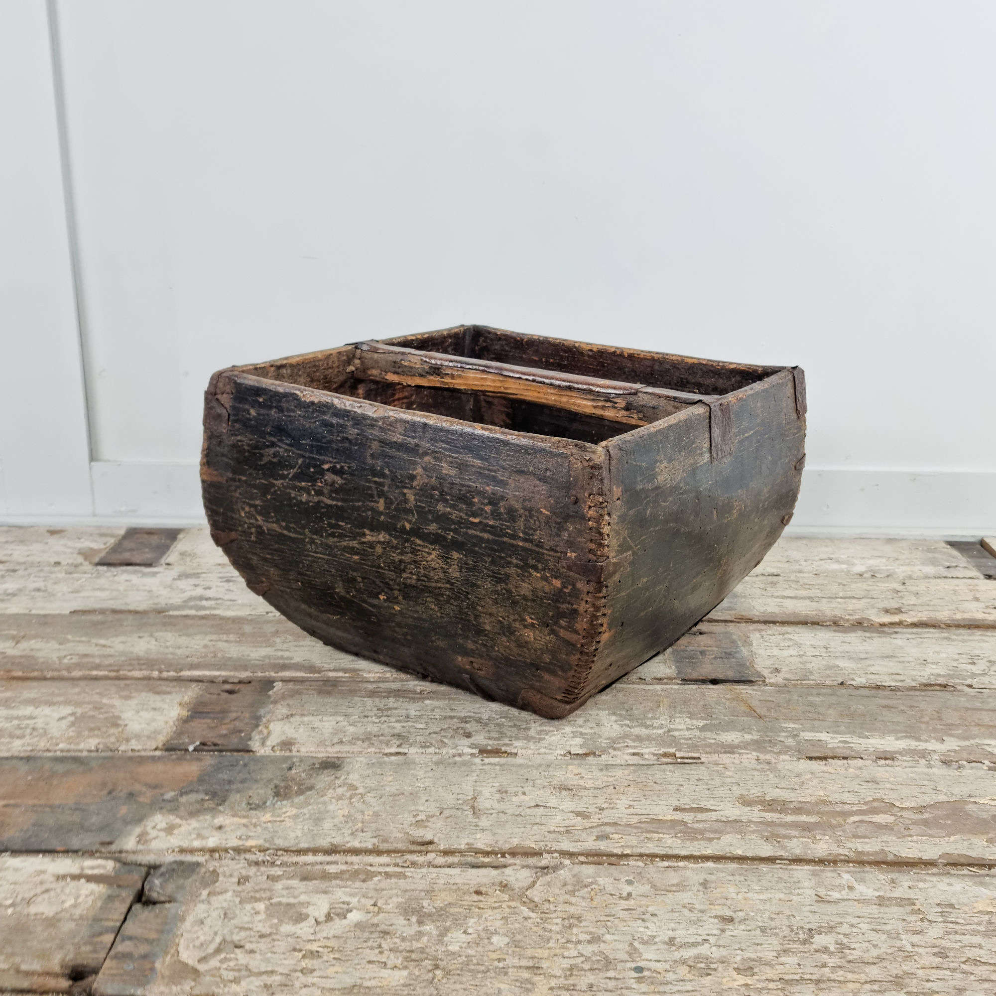 Antique Wooden Chinese Rice Measure Basket