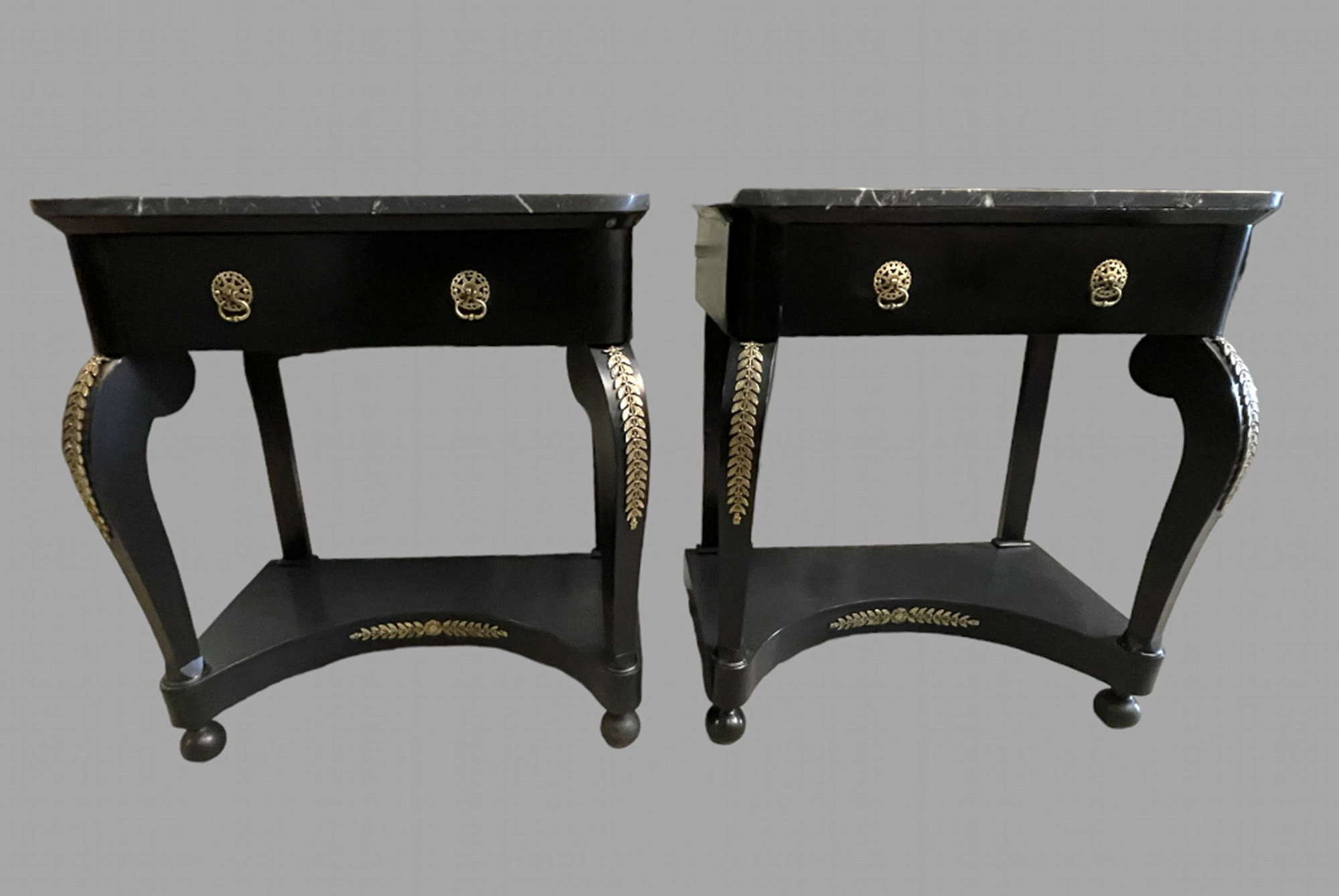 A Pair of Ebonised Bedsides/Side Tables