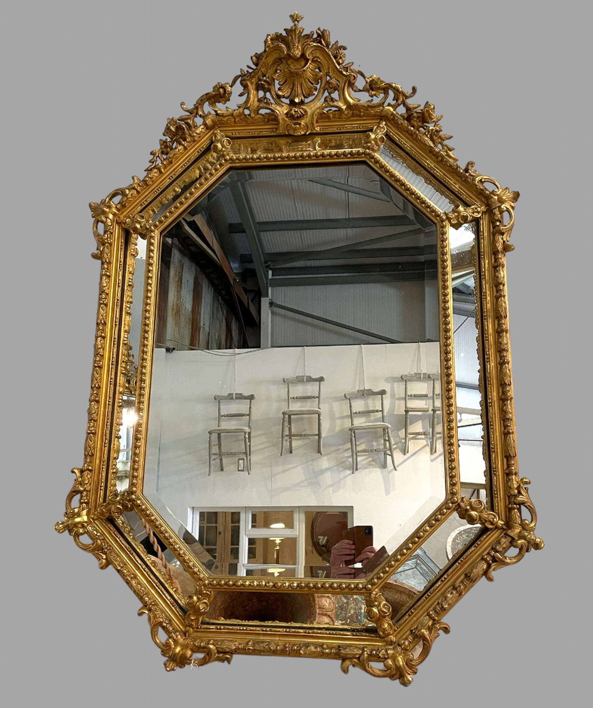 A 19th Century Hexagonal Gilt Frame Wall Mirror