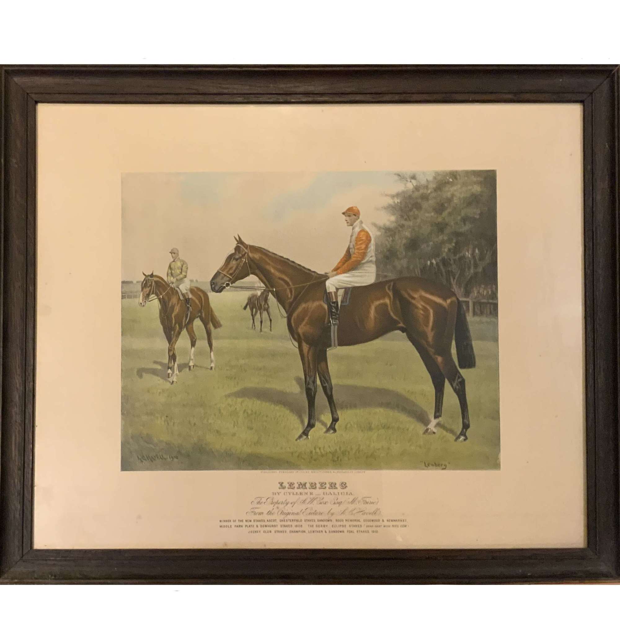 Rare Print of 1910 Derby Winning Horse and Champion Sire “Lemberg”
