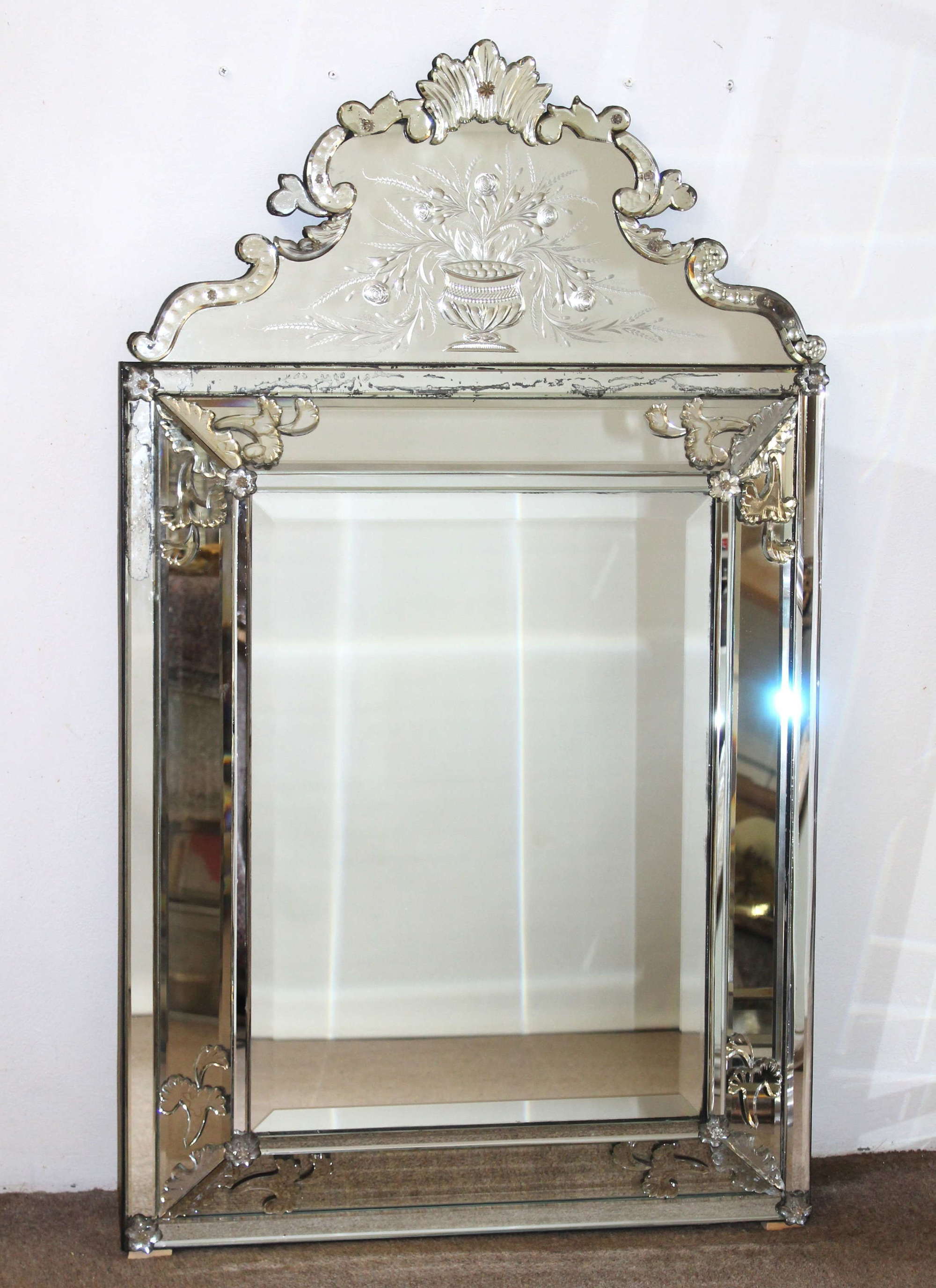 Antique Venetian mirror with fronton