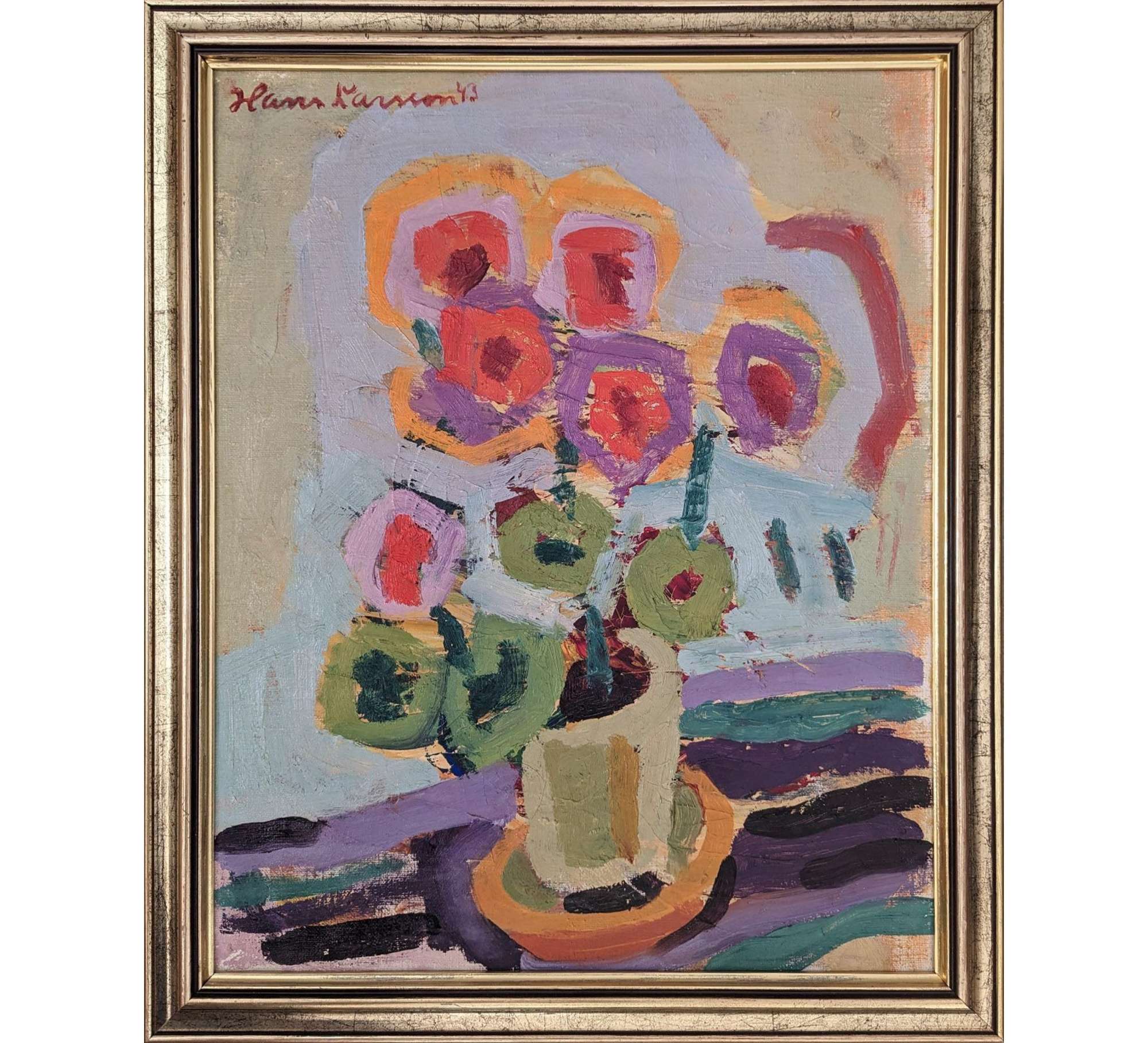 Hans Larsson (1910-1973) ‘Still life of Potted Flowers’