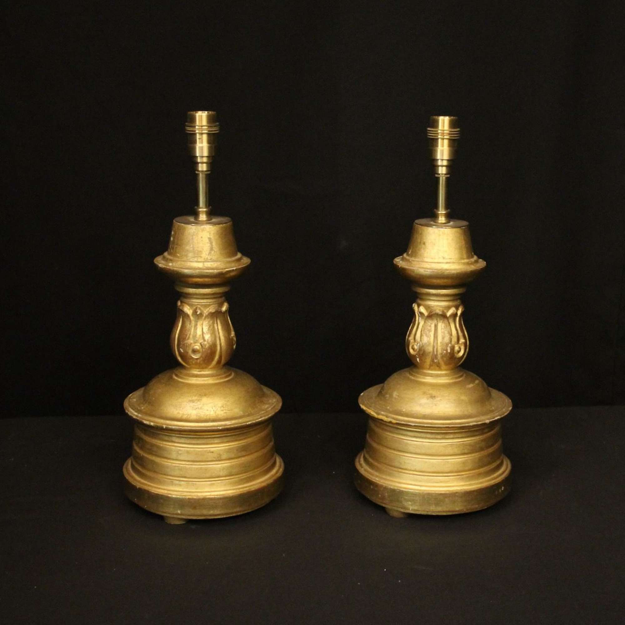 French Pair Of Giltwood Table Lamps 