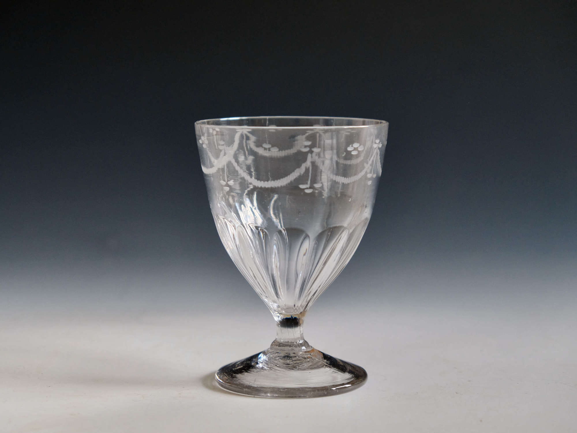 Antique glass rummer petal moulded English c1800