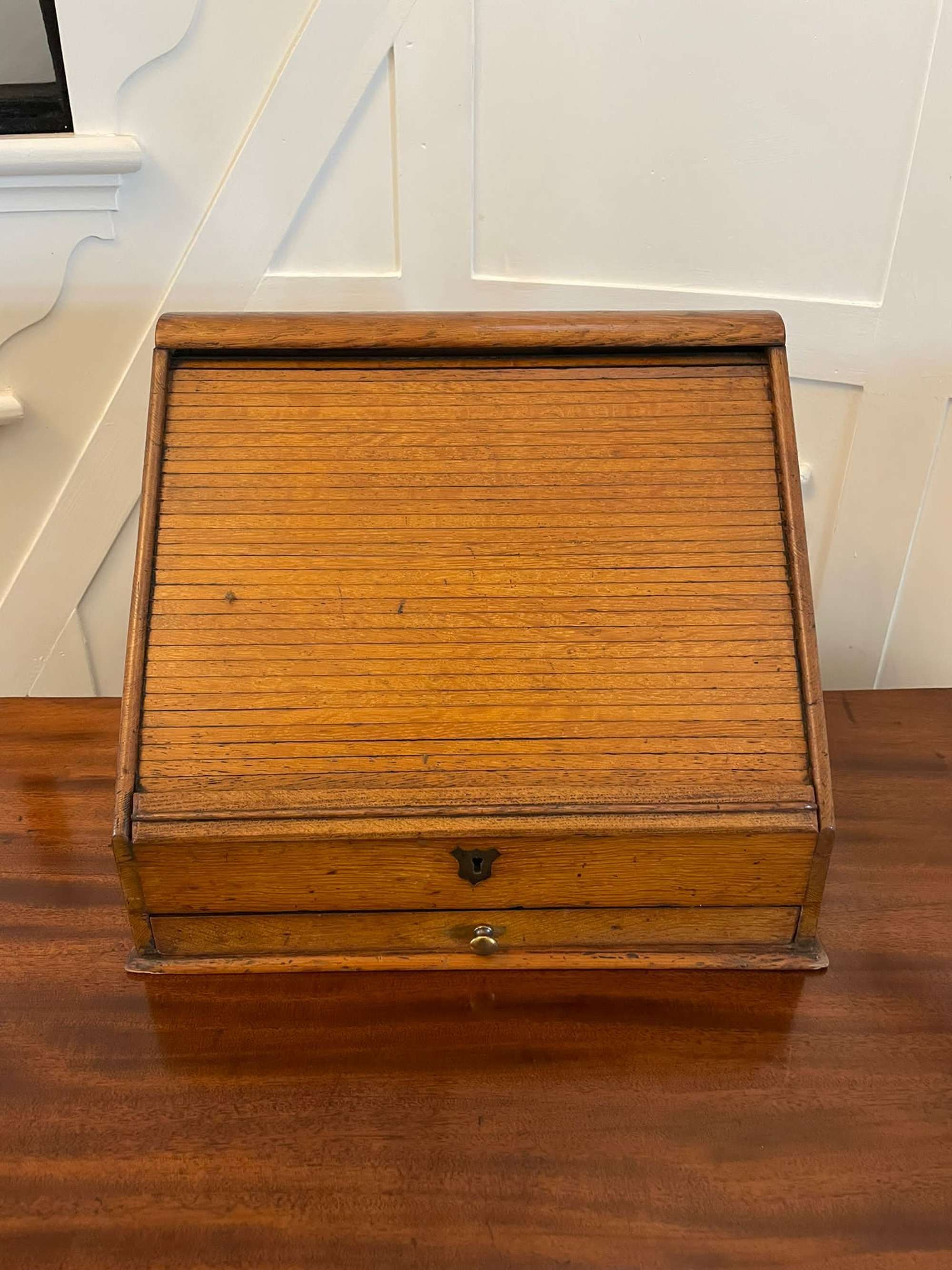 Unusual Antique Oak Stationery Cabinet