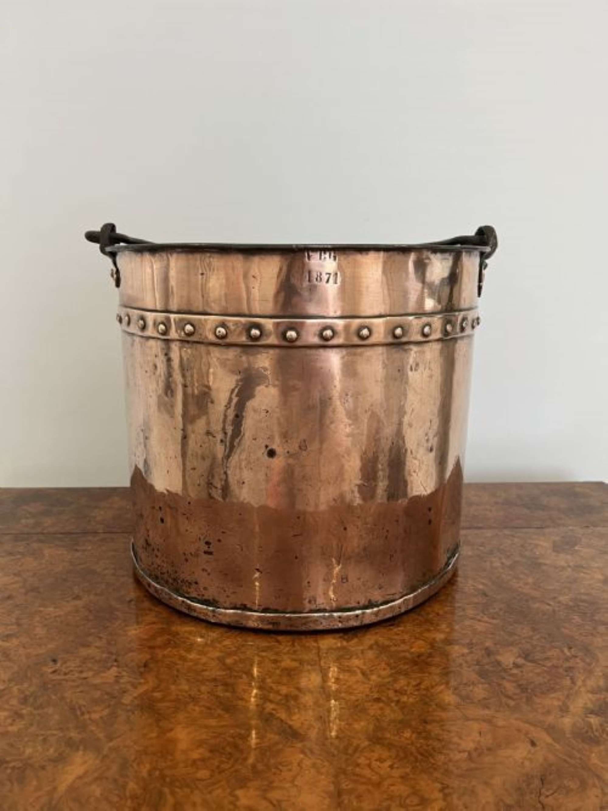 Quality antique Victorian copper coal bucket
