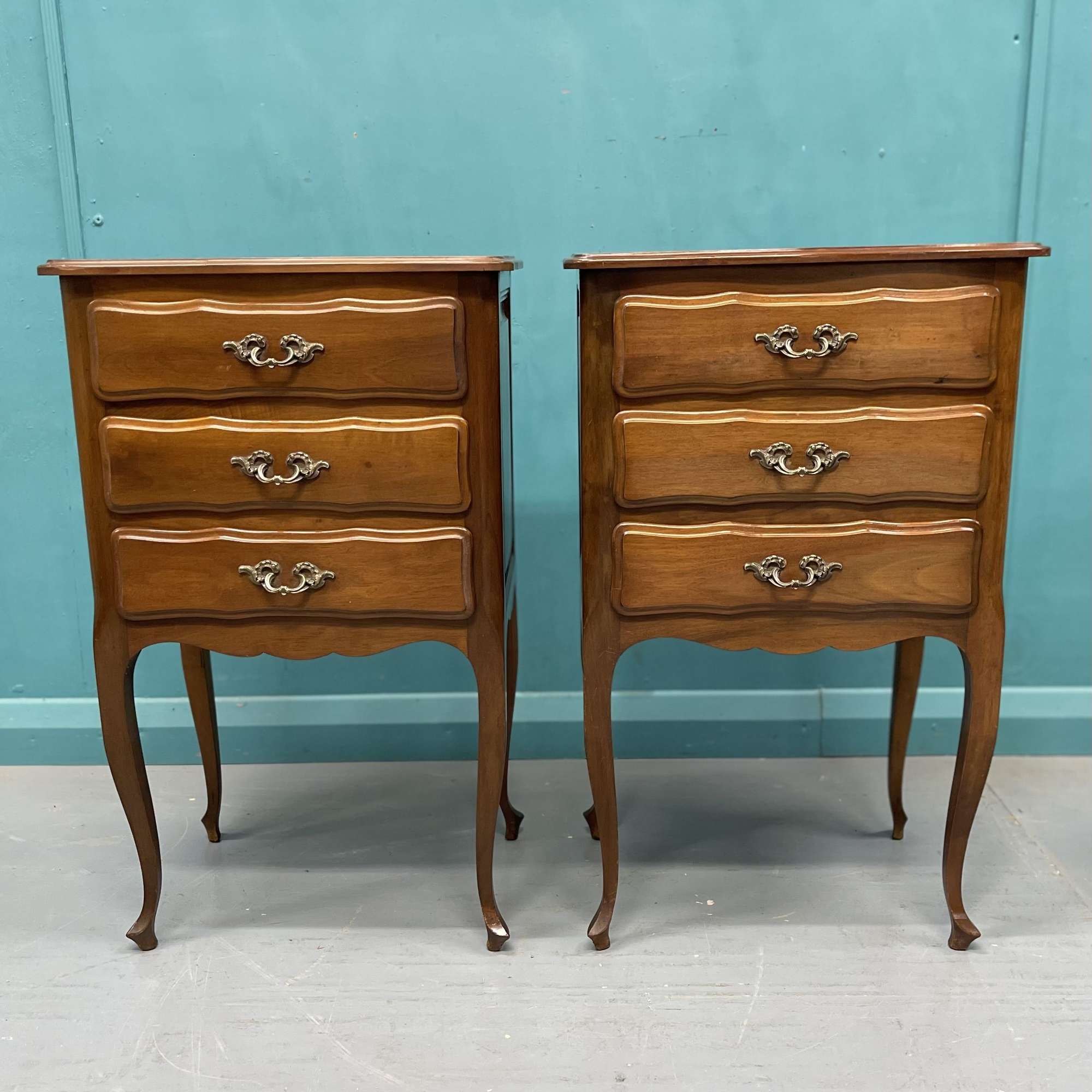 Pair of French cherrywood bedside tables