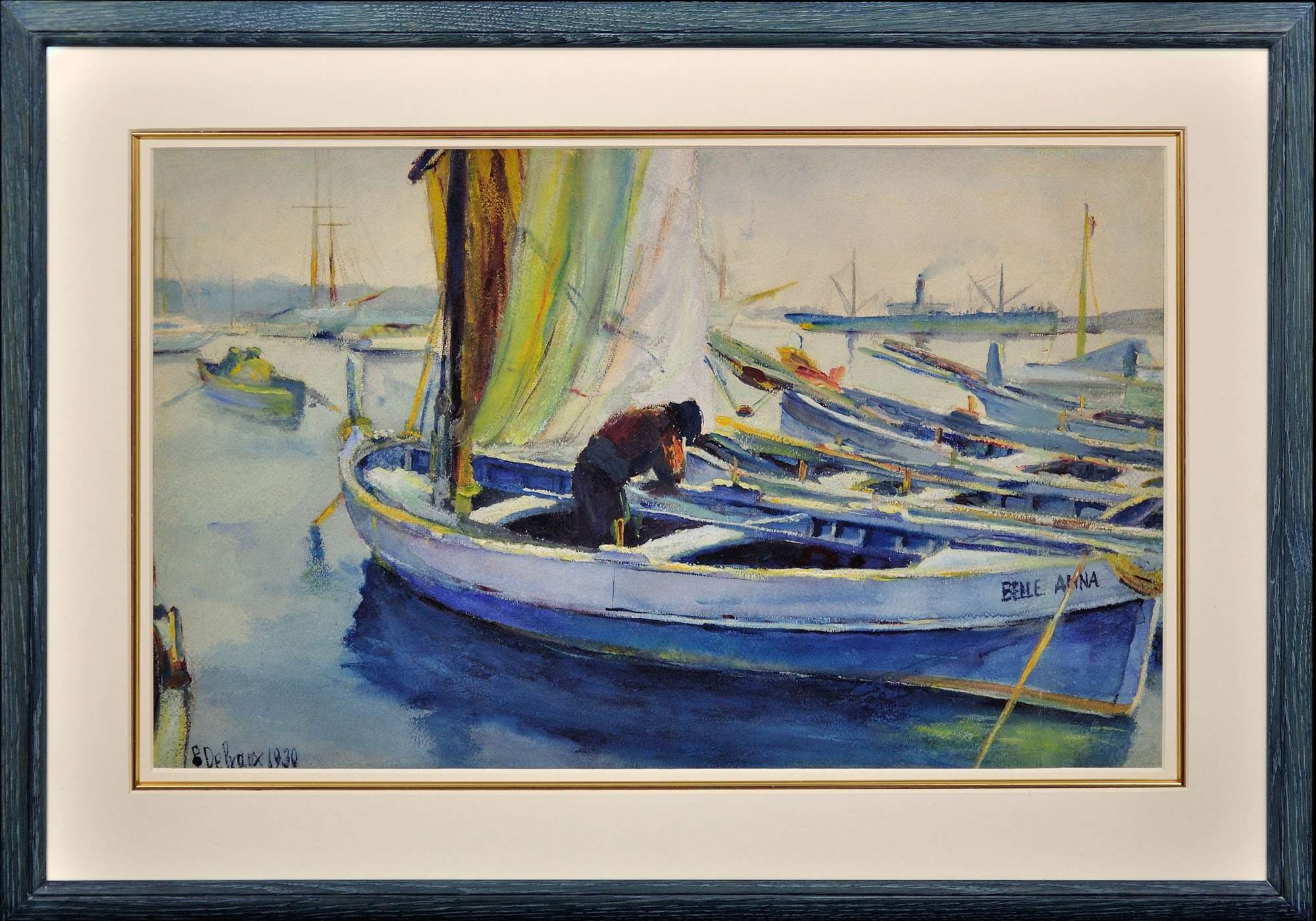 Paul Delvaux 1897 - 1994. Belgian. La Belle Anna, La Port De Cannes, 1930. Watercolour