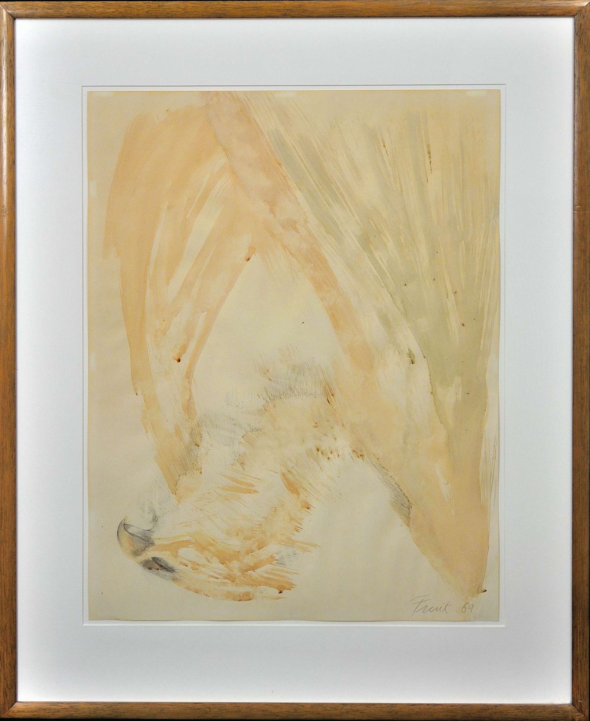 Dame Elisabeth Frink 1930 - 1993. Hawk, 1969. Watercolour. Framed.