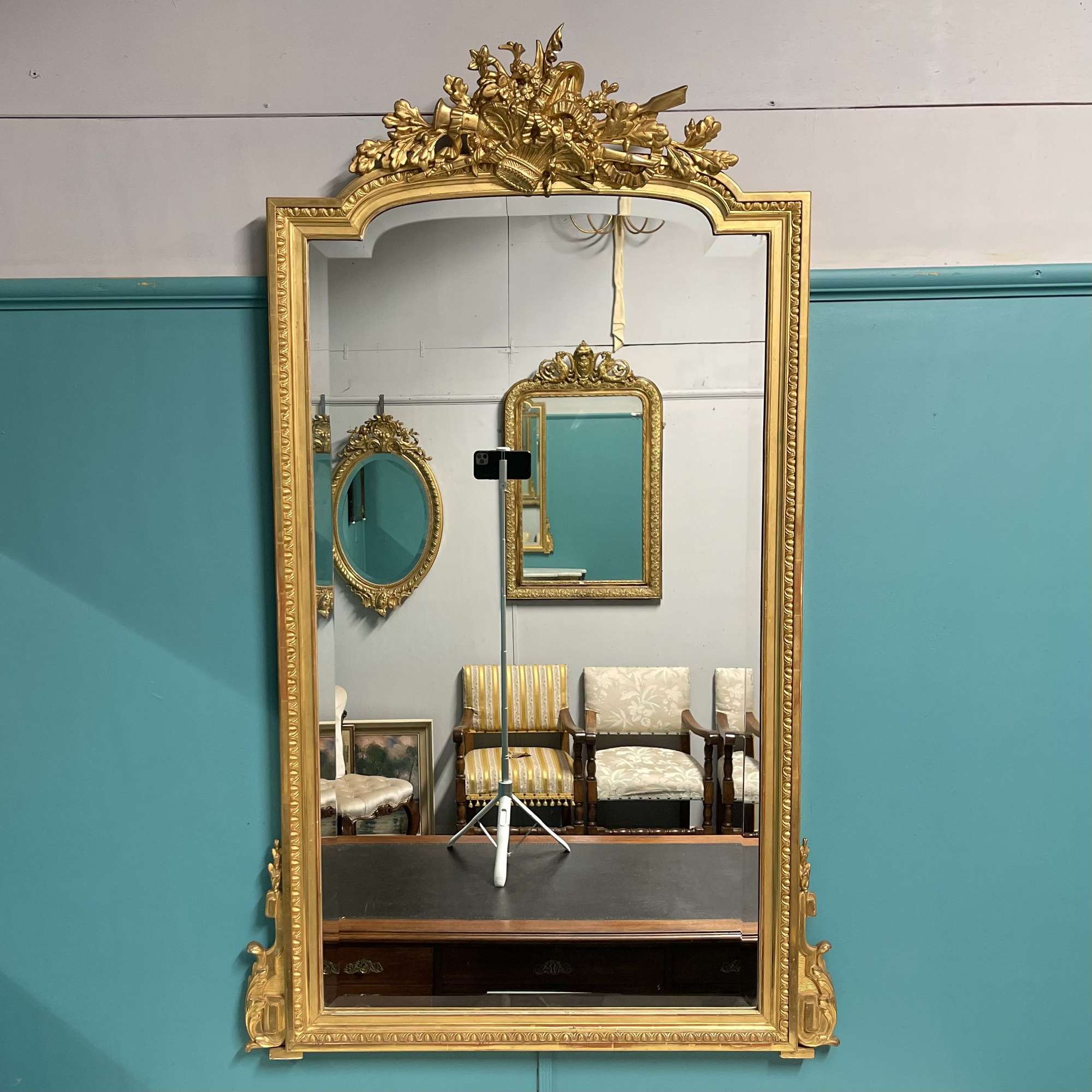French 19th Century Gilt Bevelled Antique Mirror