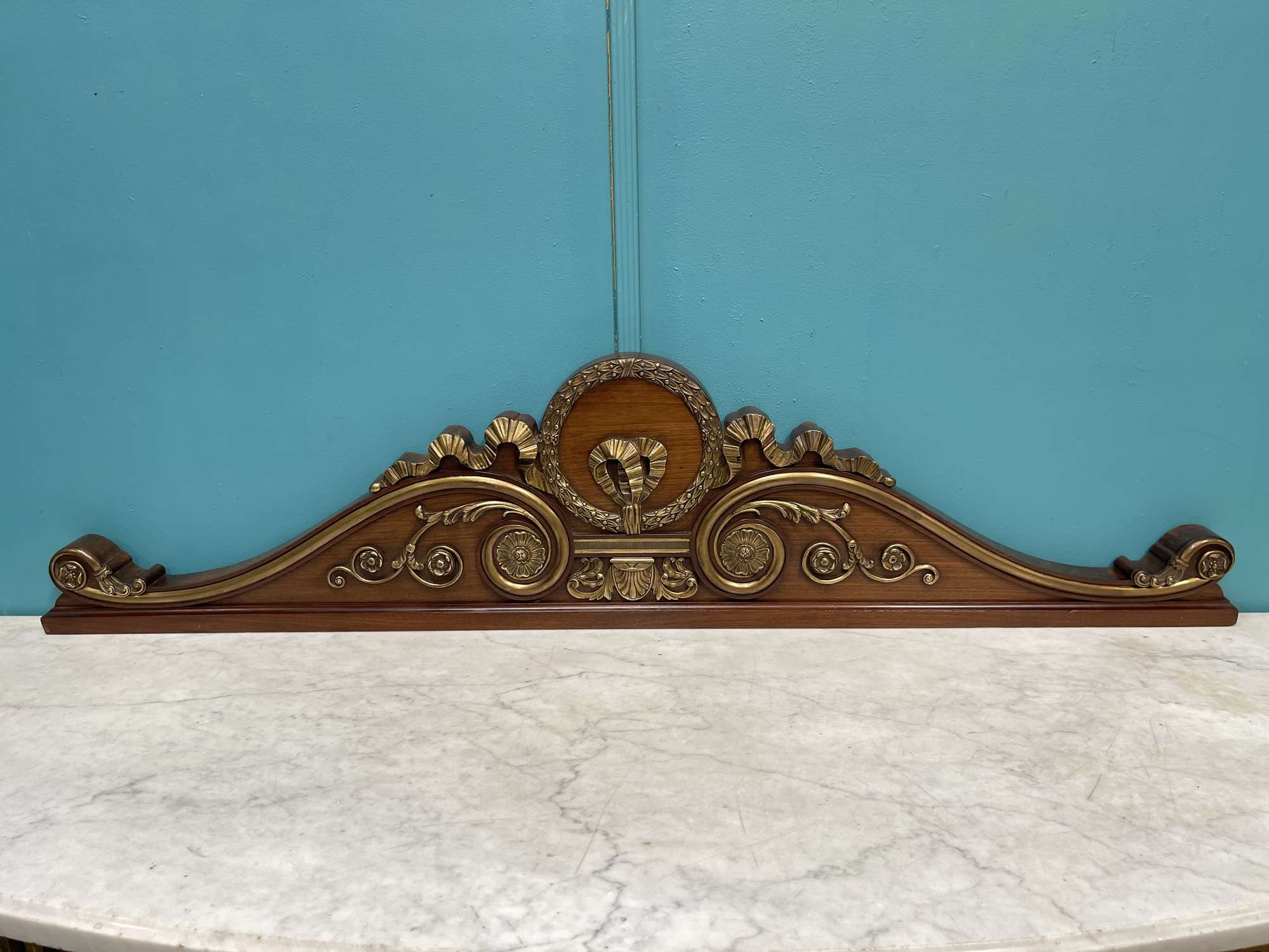 19th Century French Brass Mounted Pediment