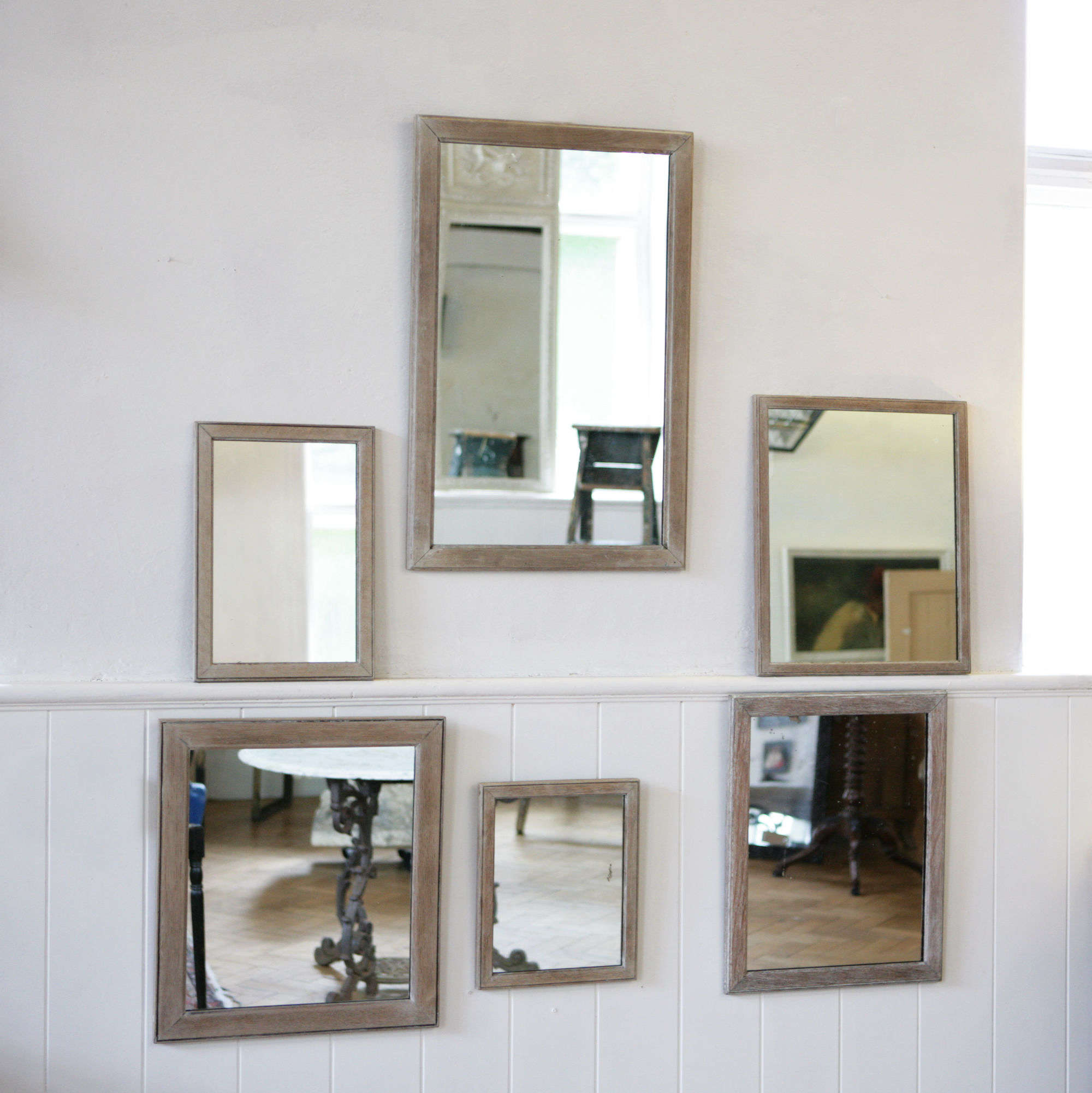 Set Of Six Limed Oak Mirrors