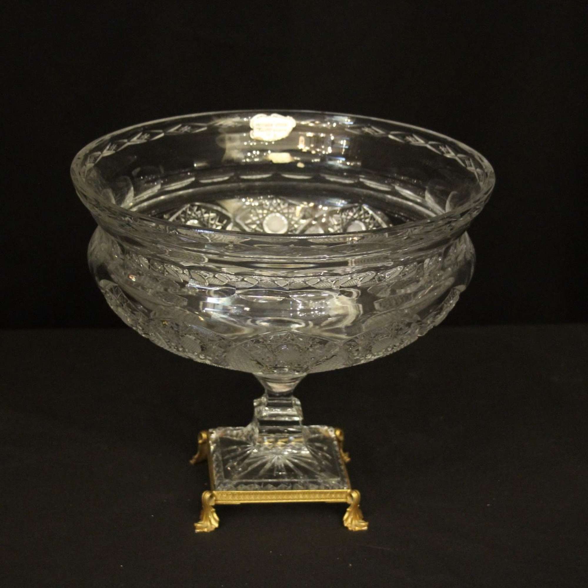 French Crystal Bowl On Bronze Base