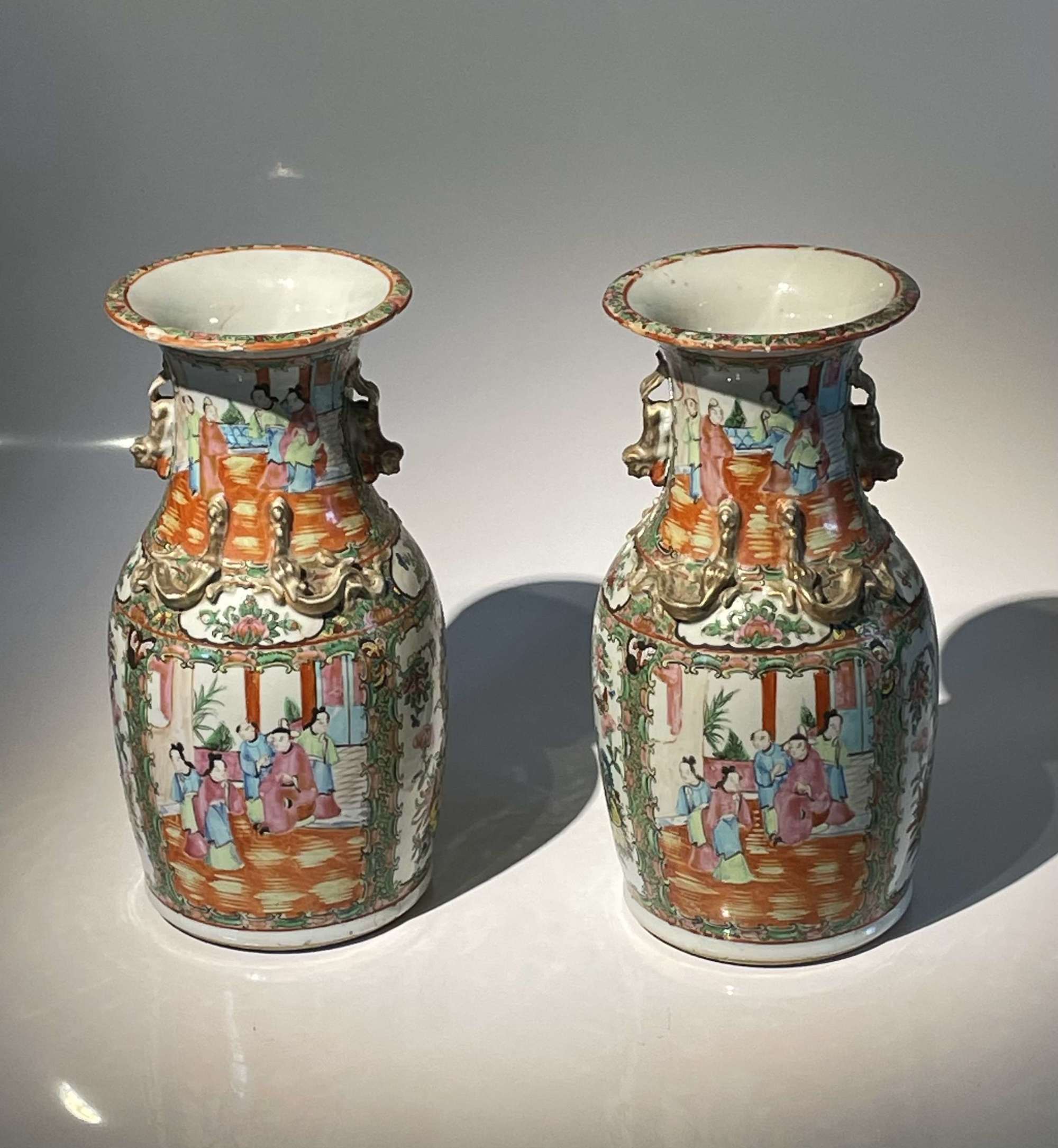 Pair Of Large Famille Rose Vases
