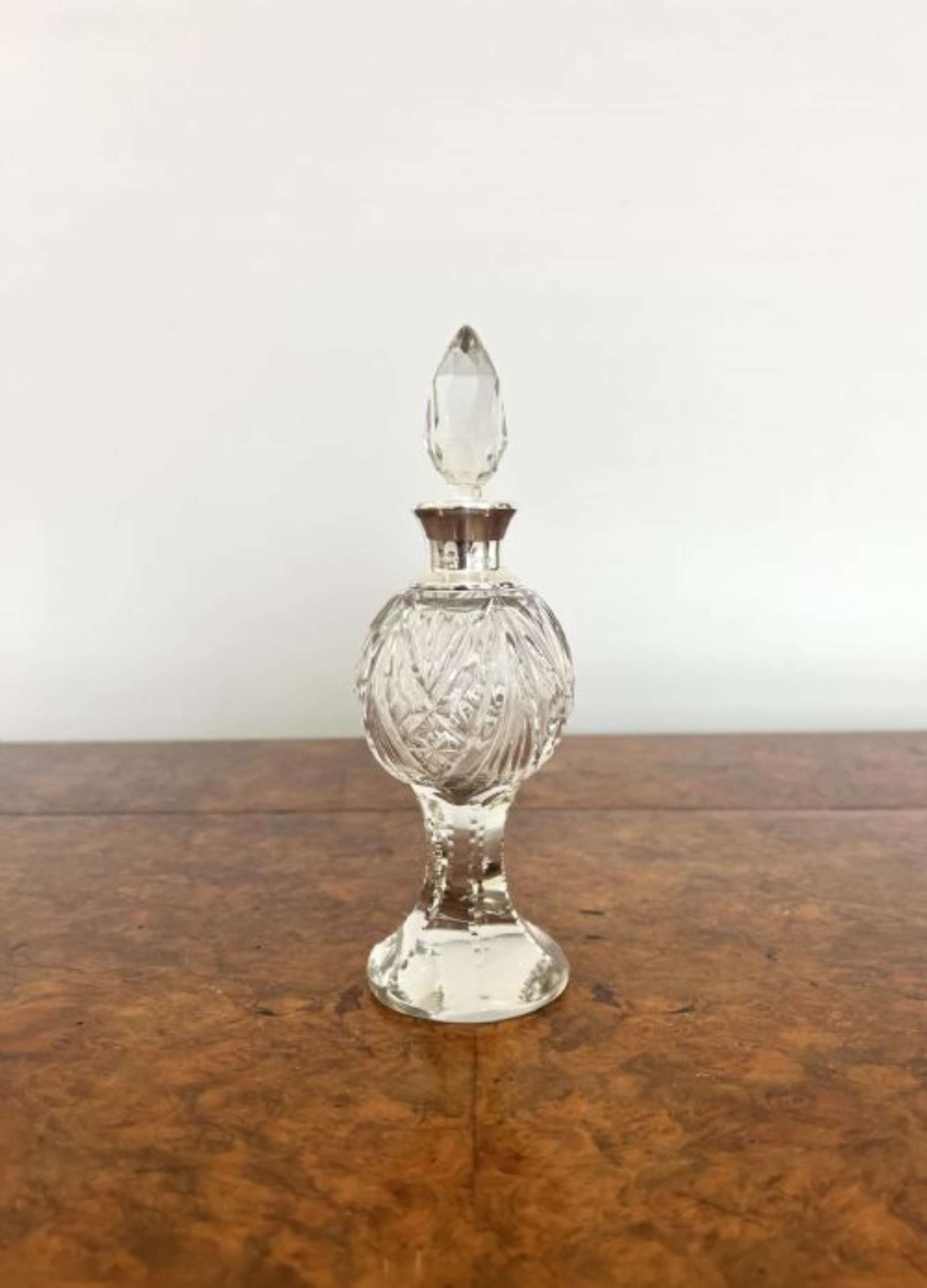 Fine Quality Antique Edwardian Silver Mounted Cut Glass Bottle