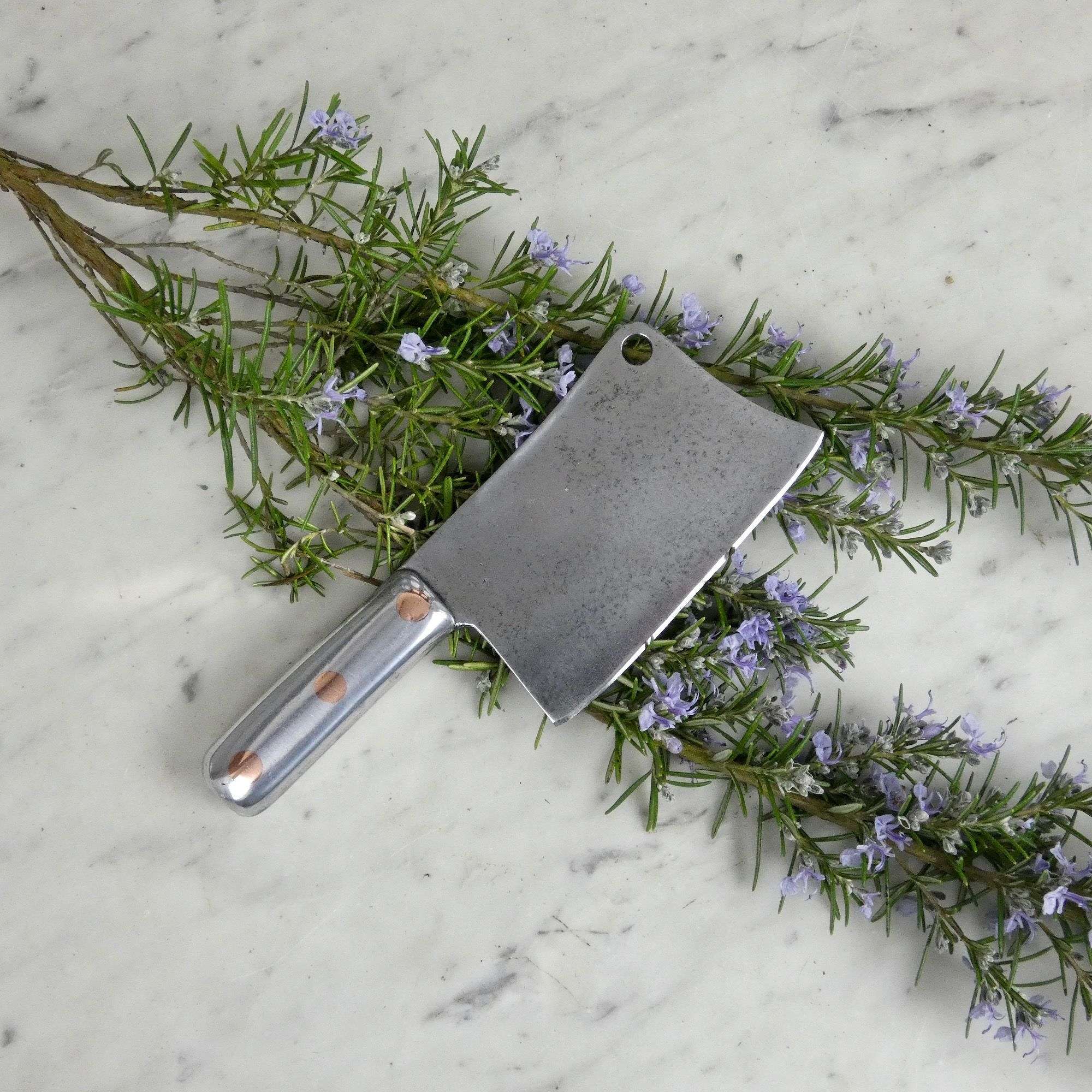 Small, steel meat cleaver