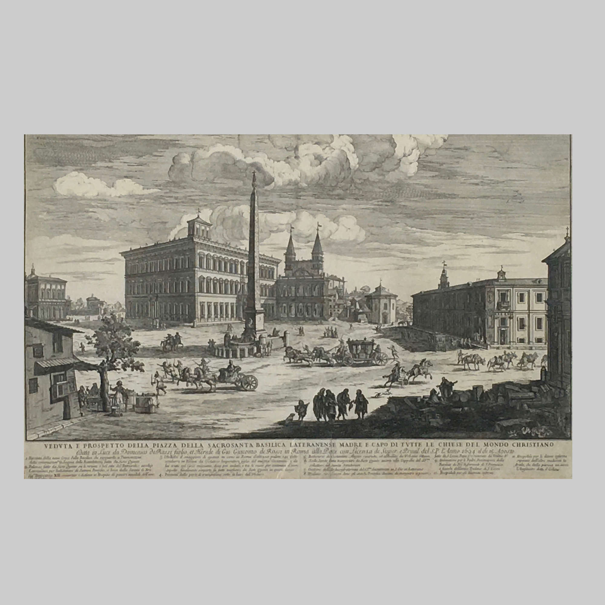 17th century engraving, View of Piazza della Sacrosancta Basilica Rome
