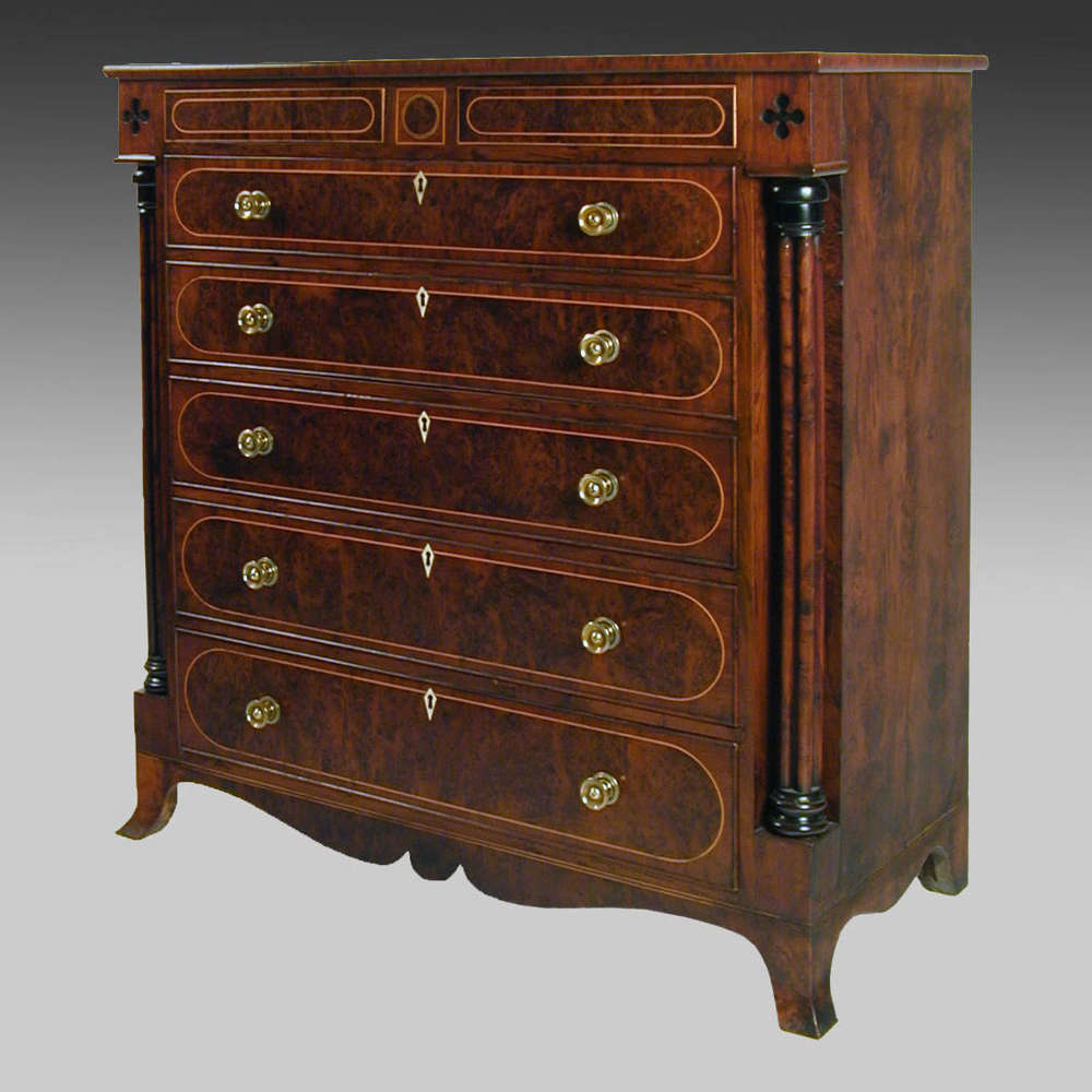 Regency yew wood secretaire