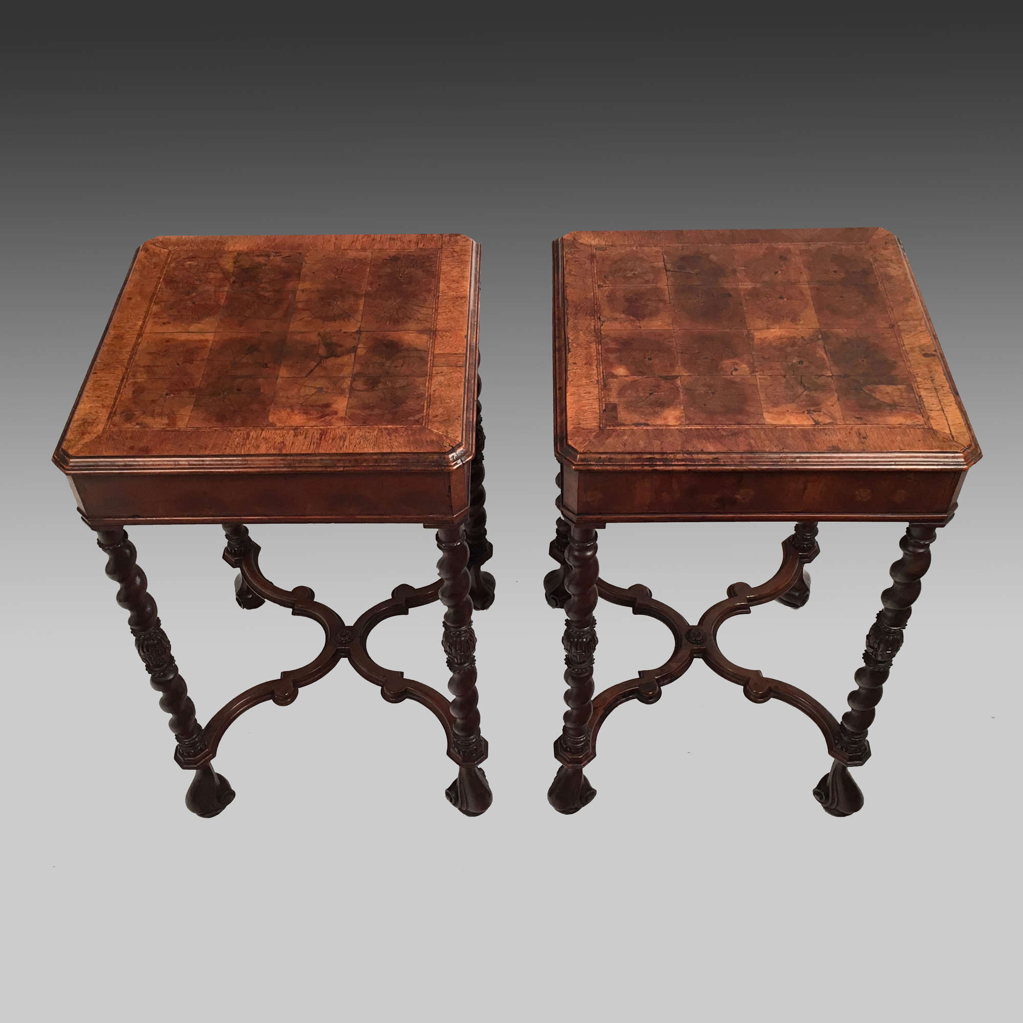 Pair of walnut occasional tables