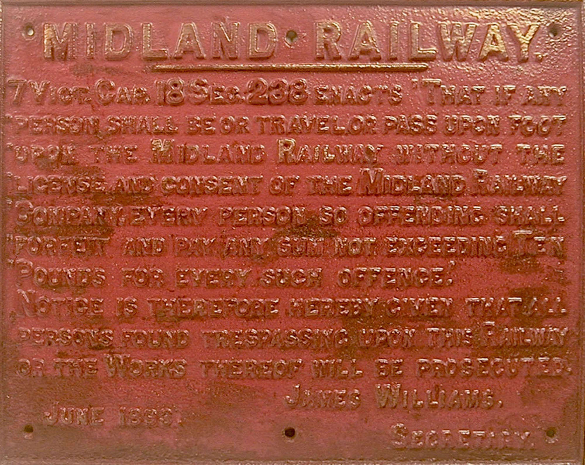 English cast iron Midland Railways sign
