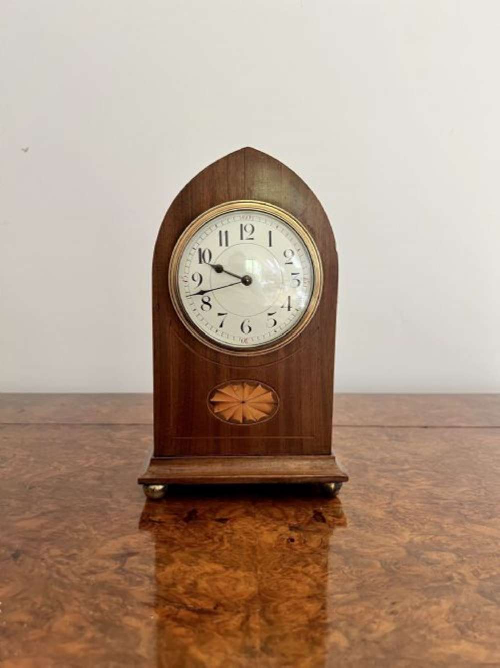 Antique Edwardian Quality Mahogany Inlaid Mantle Clock