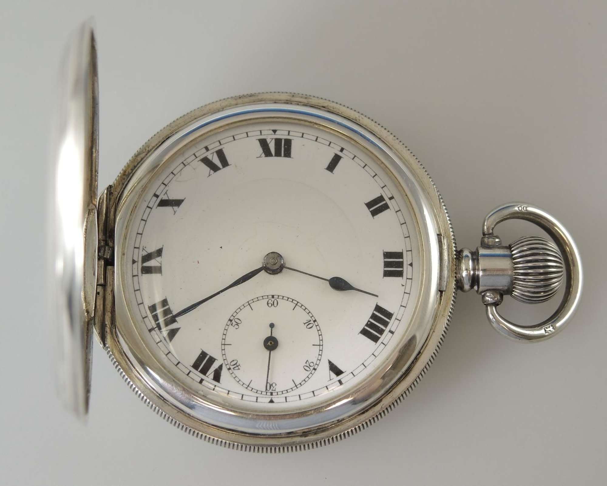 English Silver Hunter Pocket Watch. c 1920