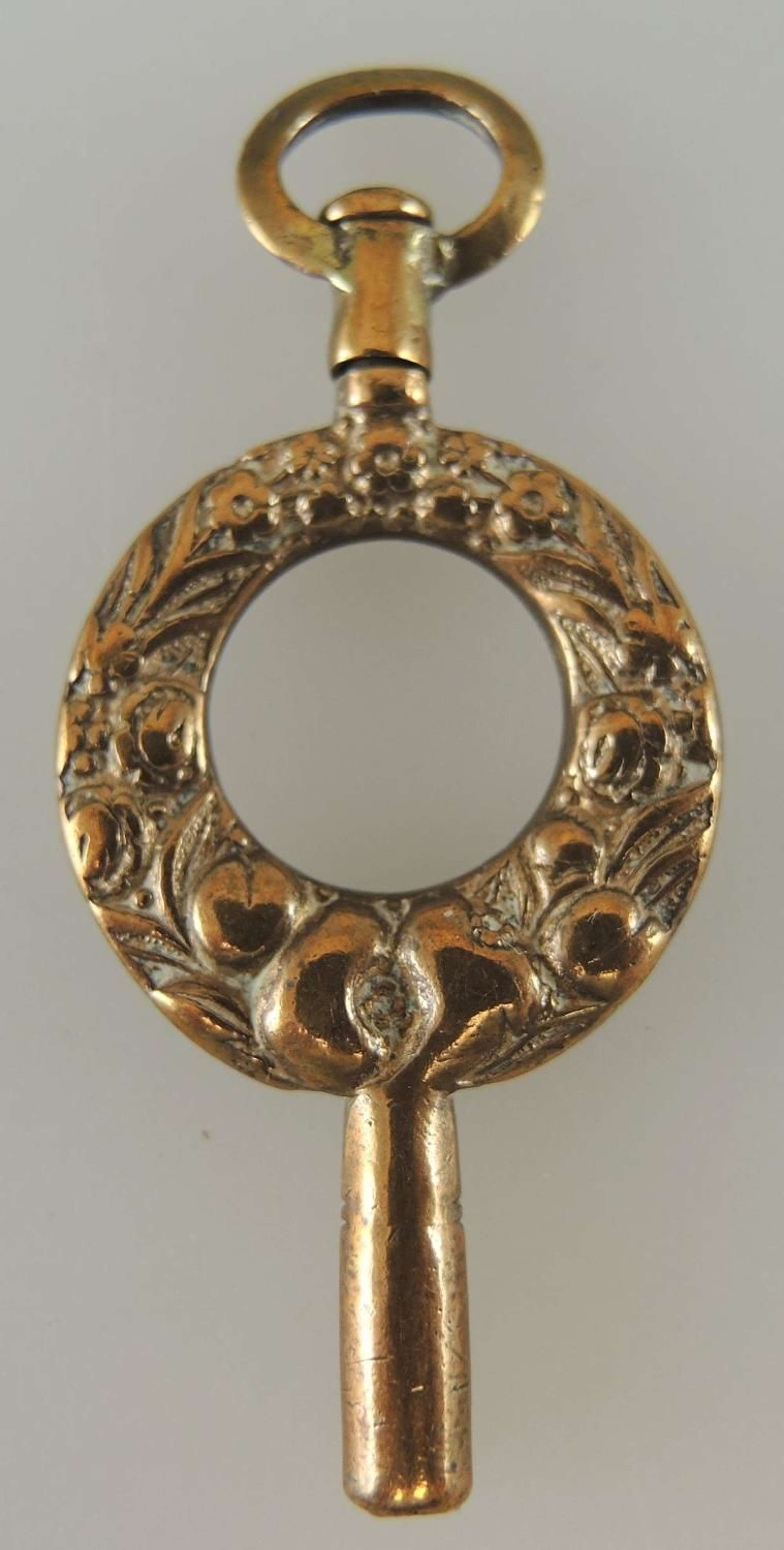 Early Fancy Gilt Pocket Watch Key. Circa 1830