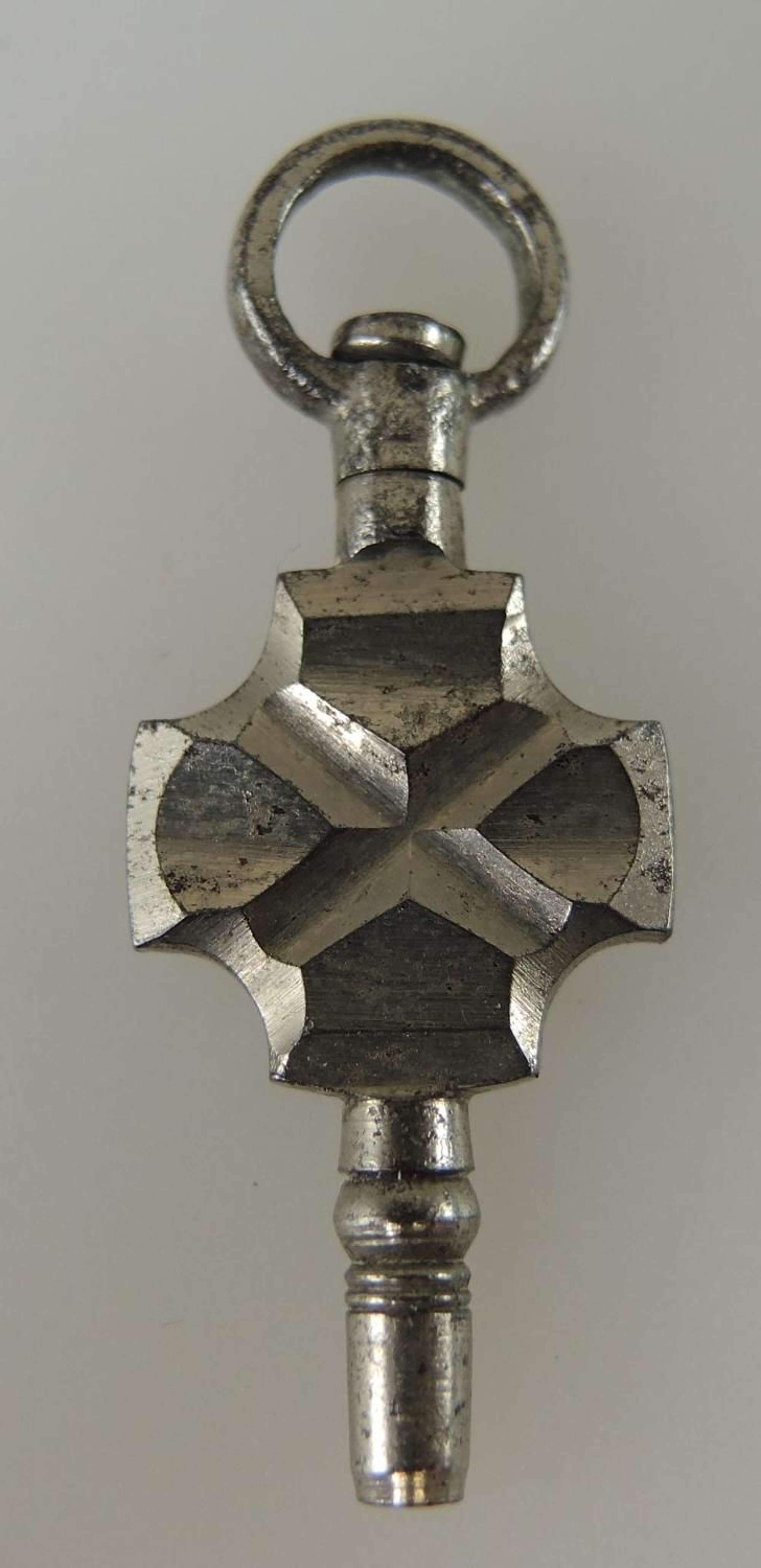Early Fancy Steel pocket watch key. c1770.
