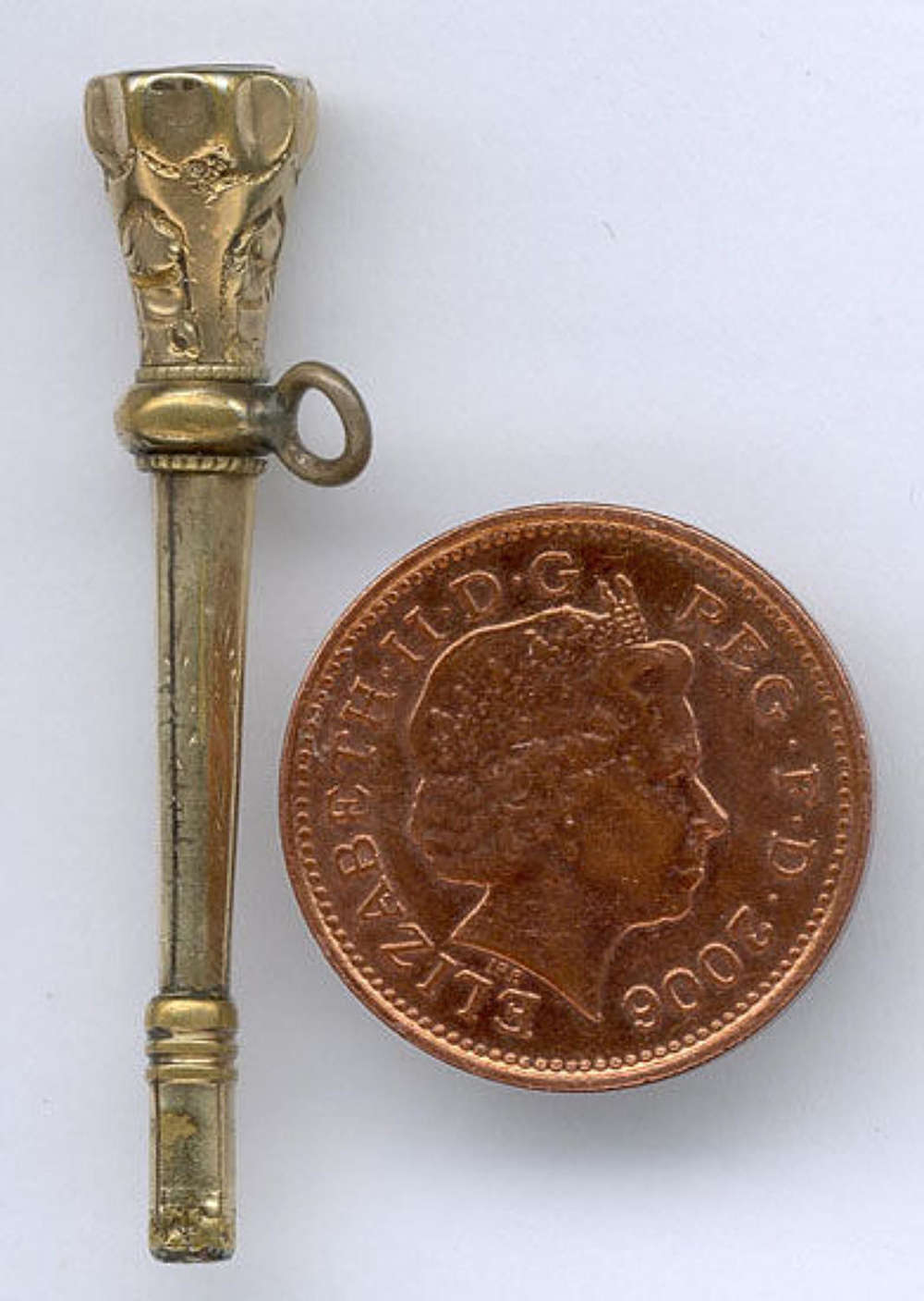 Fancy Gold Case / Stone Set Pocket Watch Key c1850