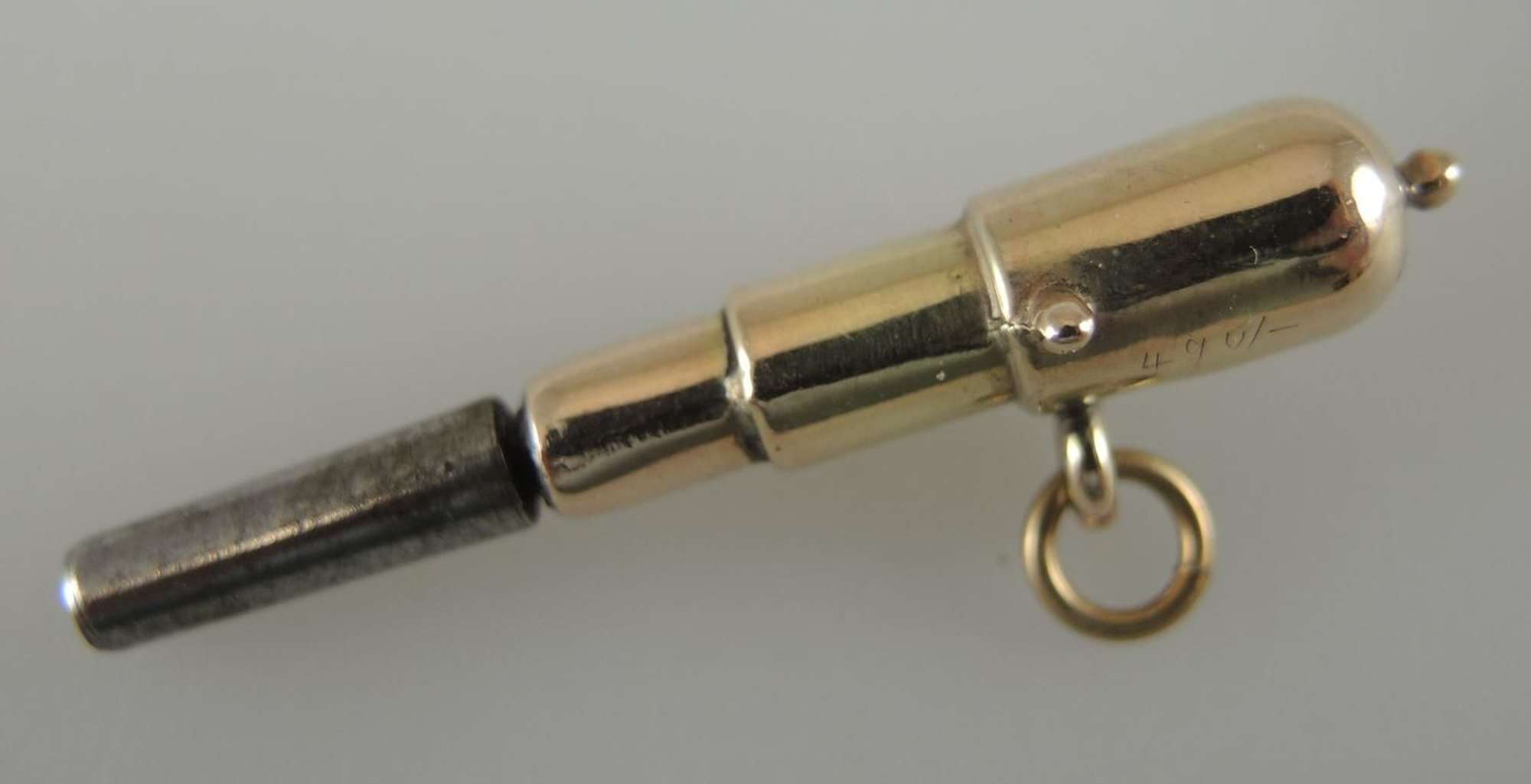 Unusual 9ct CARRONADE Pocket Watch Key. Circa 1880