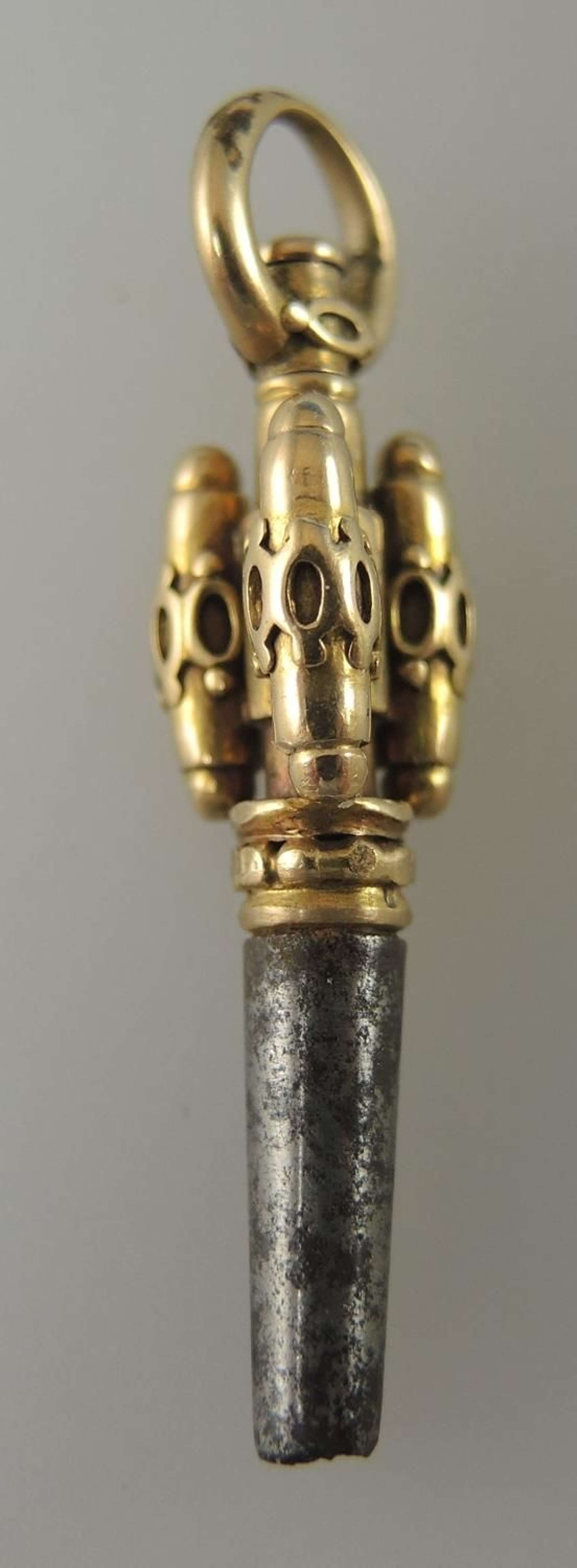 Unusual Top Quality 18K Gold Pocket Watch Key. Circa 1830