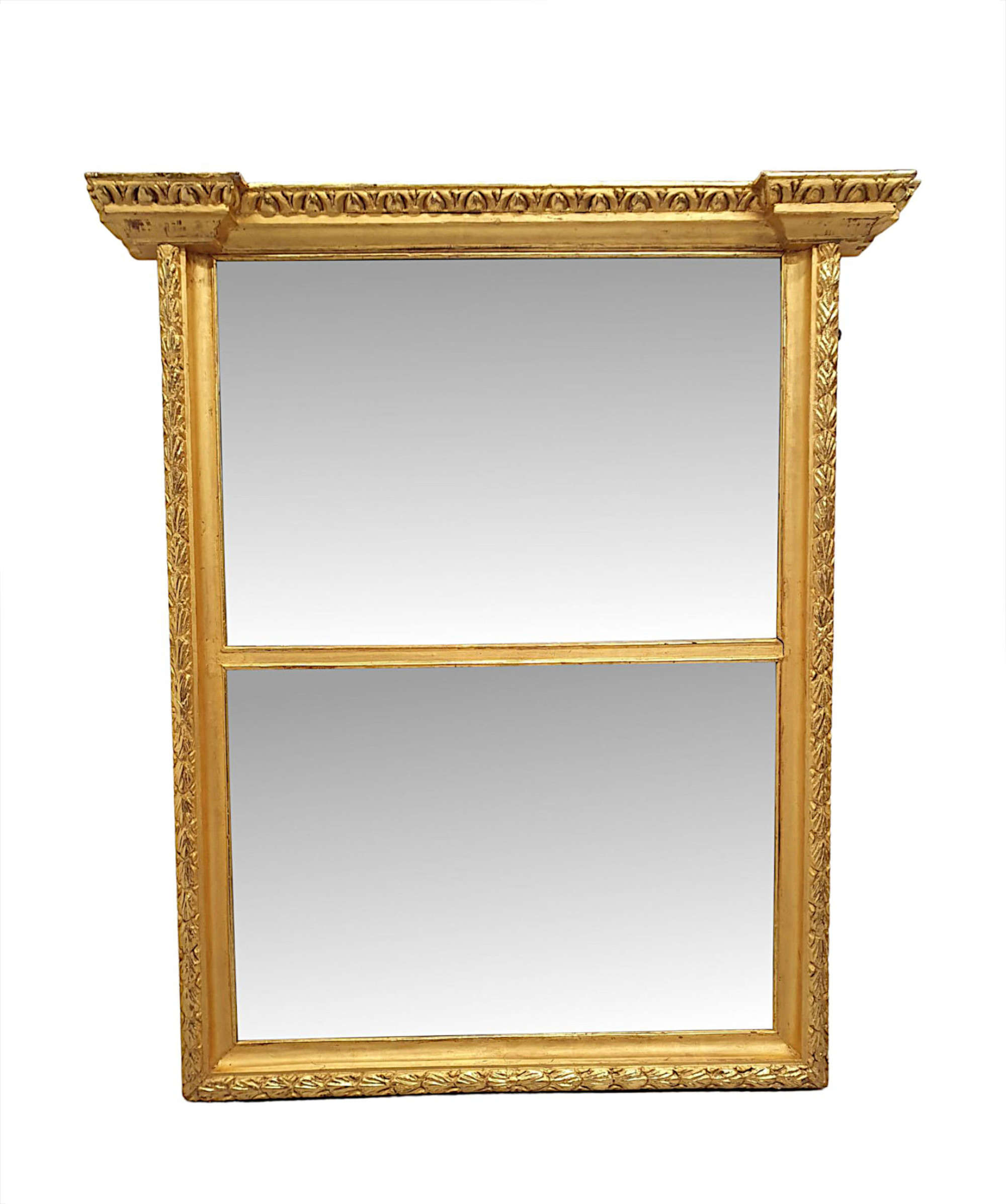 A Very Fine And Unusual 19th Century Compartmental Antique Overmantle Mirror