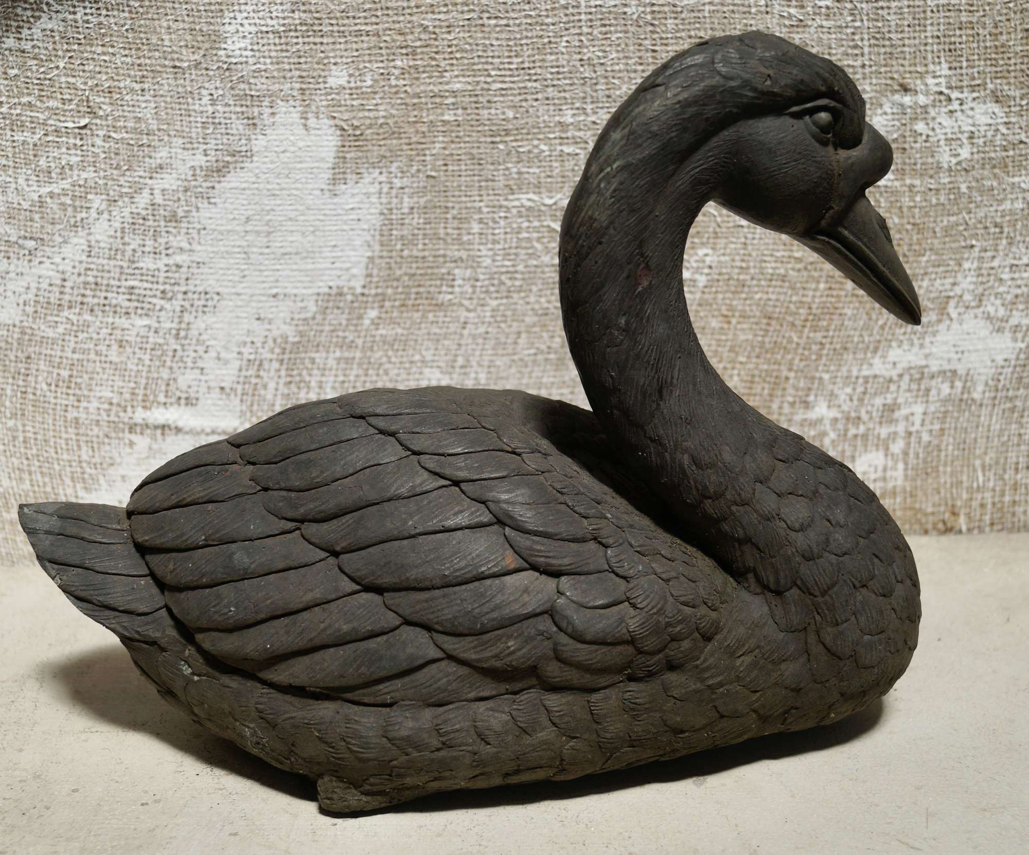 Antique Bronze Swan Statue