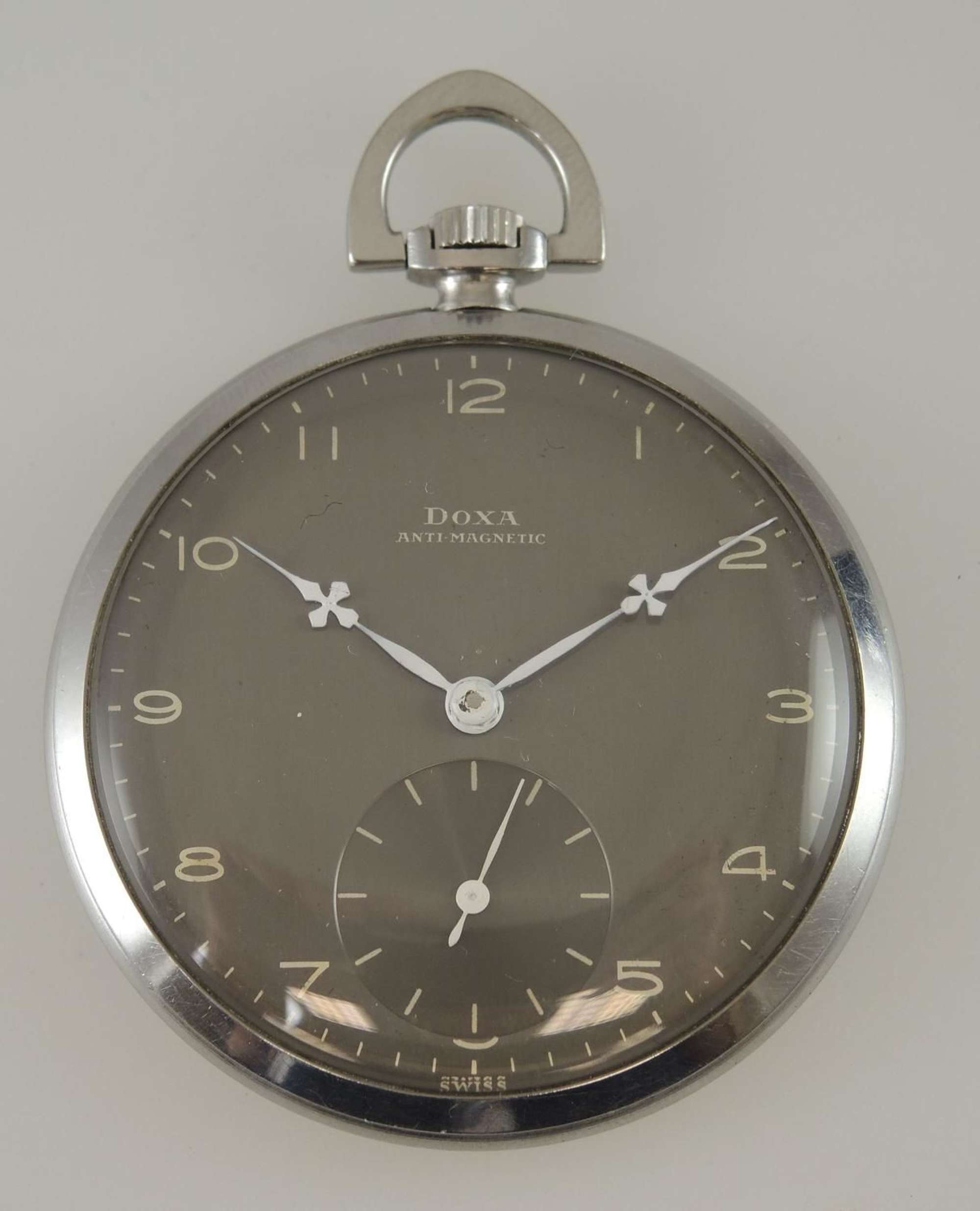 Stylish Grey Dial DOXA vintage pocket watch c1930