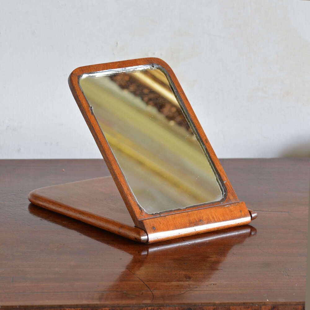 Portable mahogany campaign kit shaving mirror