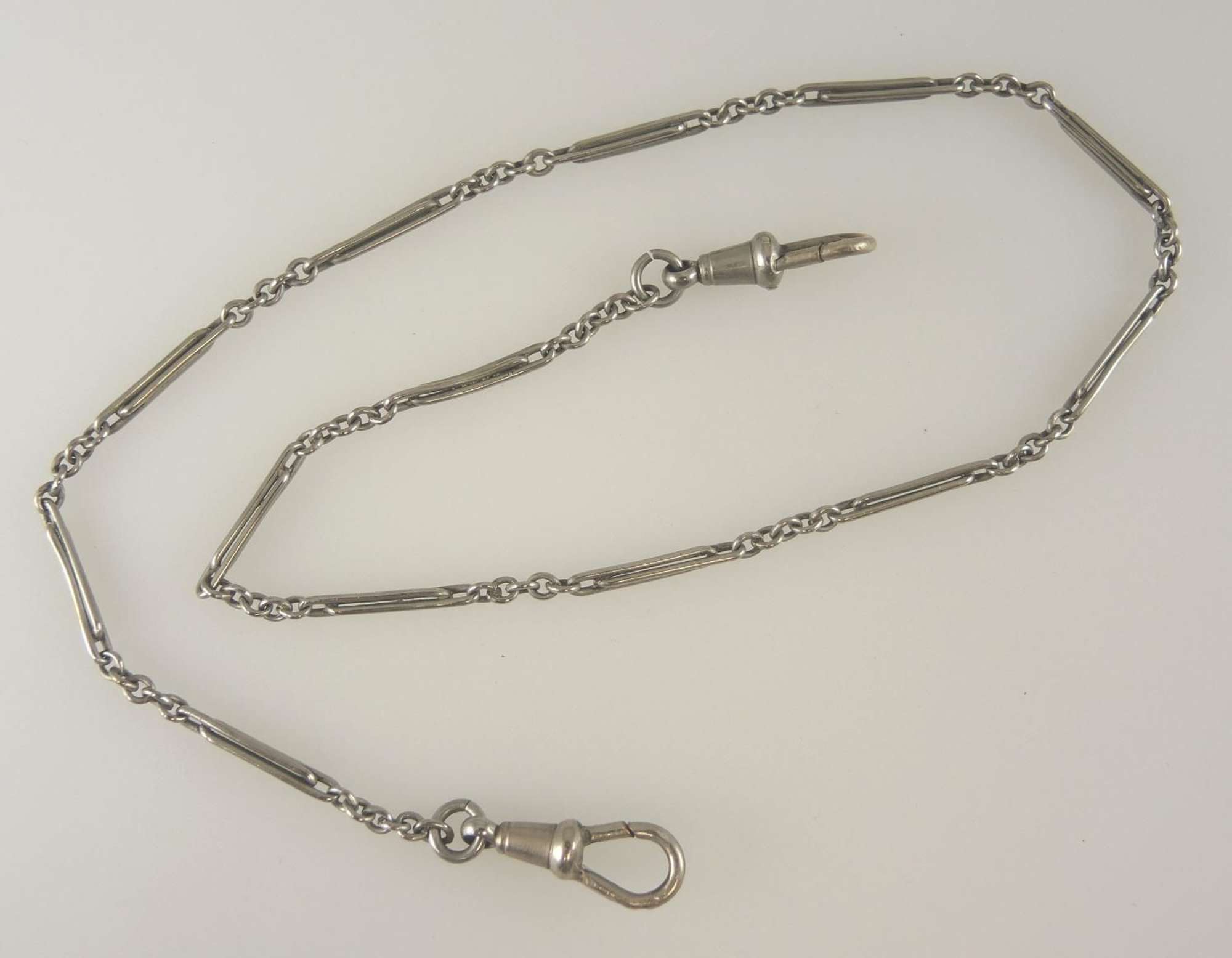 Fancy White gold filled watch chain c1910