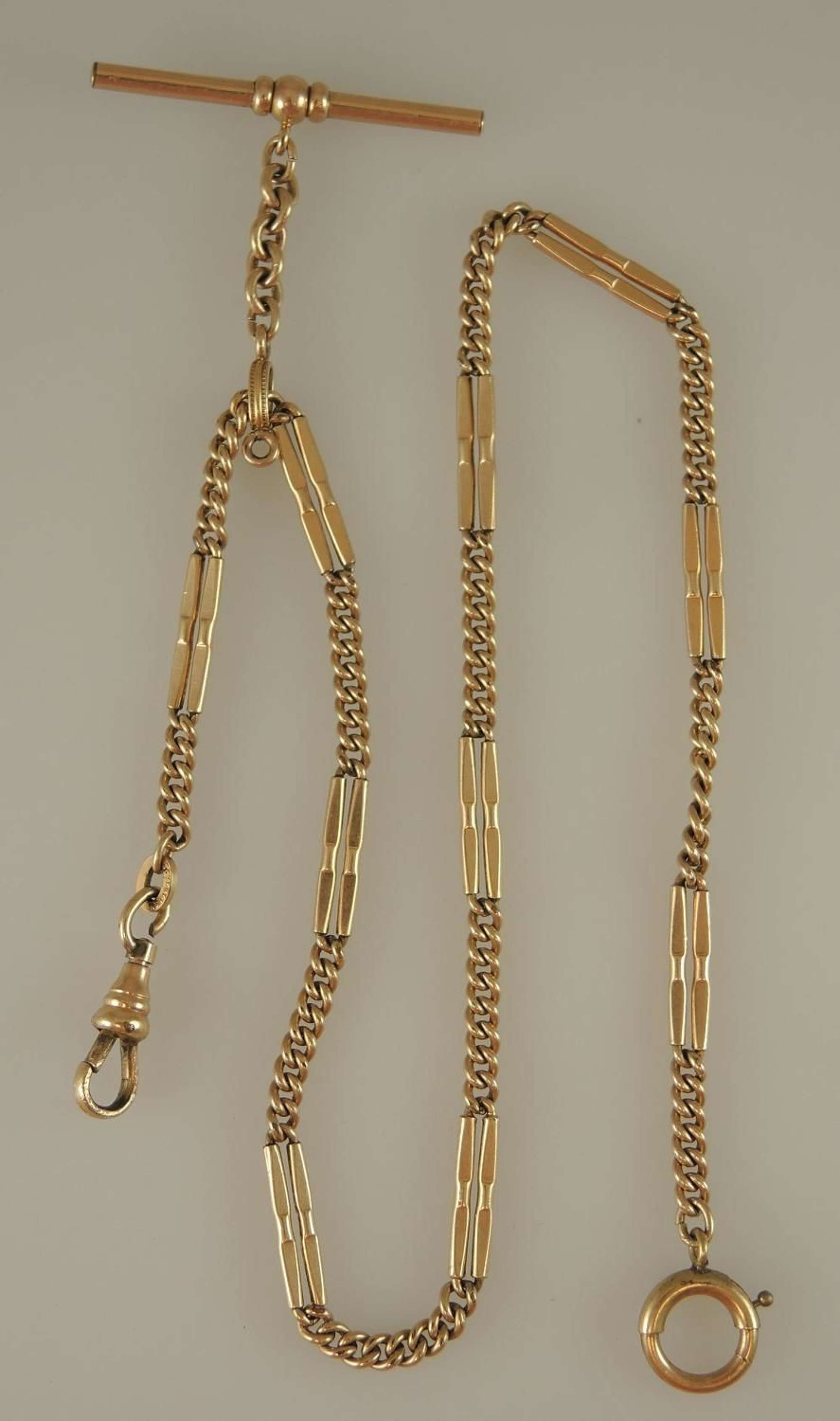 Fine Fancy Gold plated single and double Watch chain c1890
