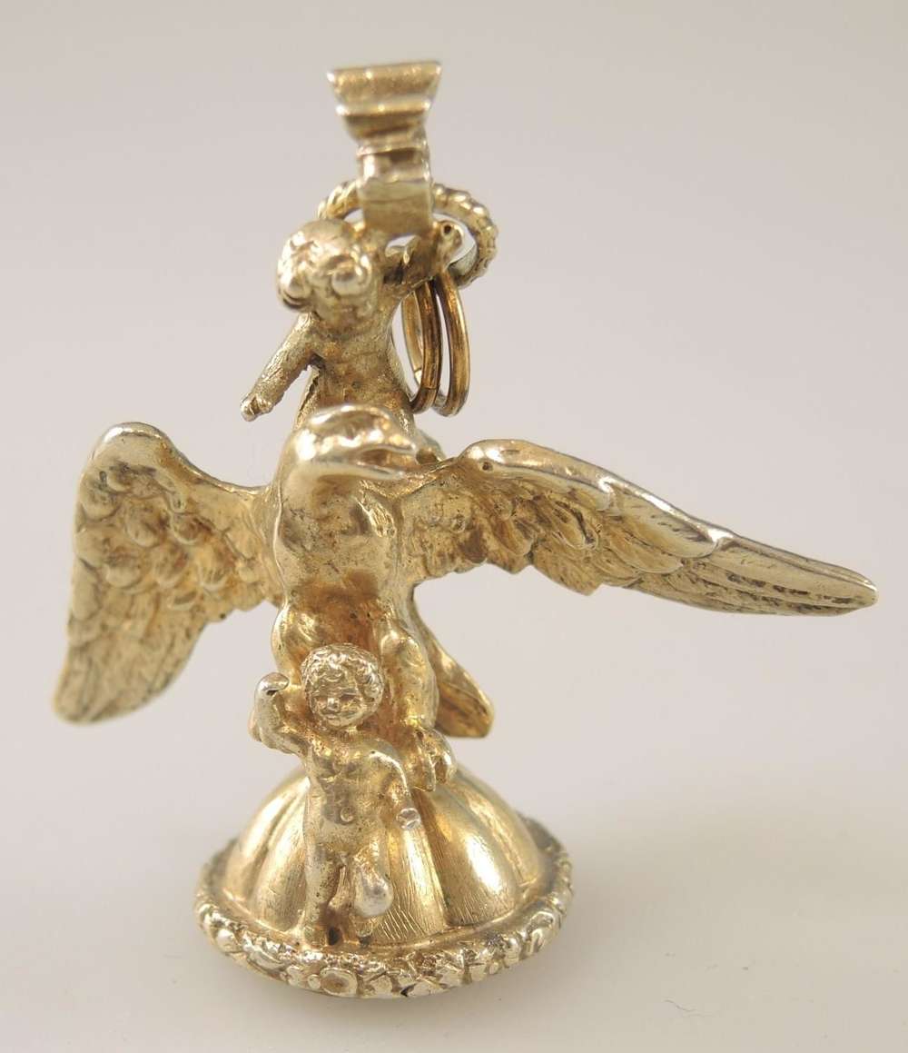 Impressive Silver Gilt Seal of an Eagle and Cherubs. Circa 1880