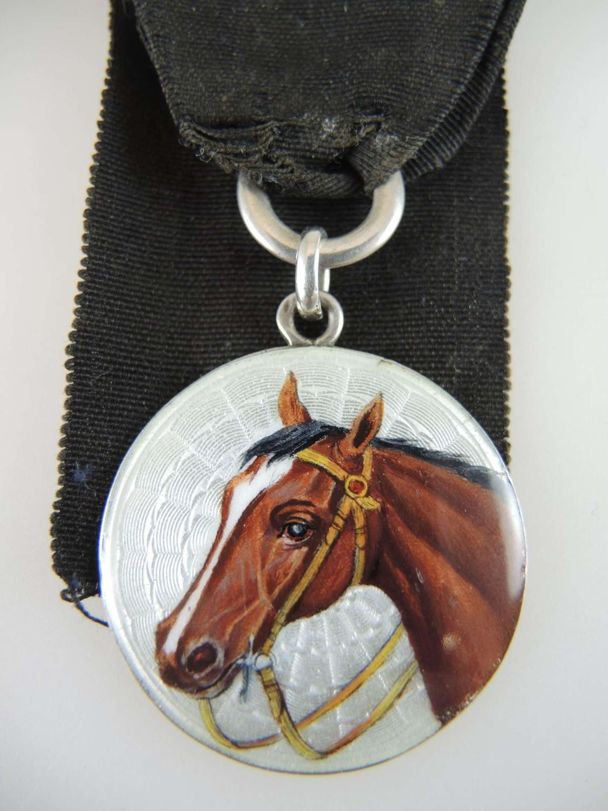 Silver and enamel HORSE Fob c1910