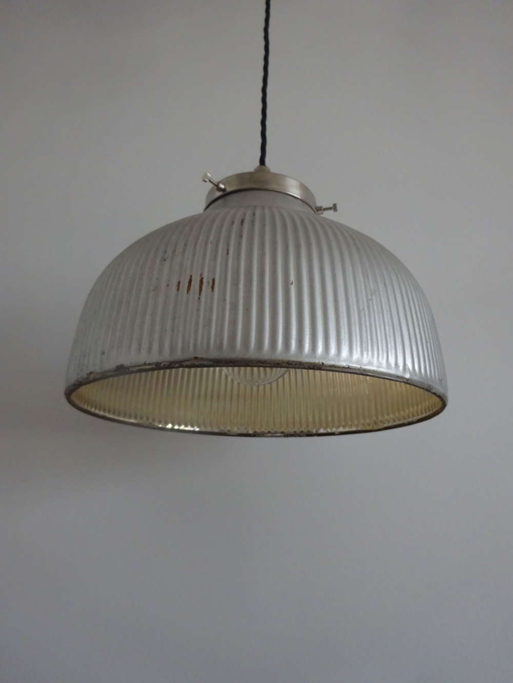 Mirrored Holophane Pendant Light