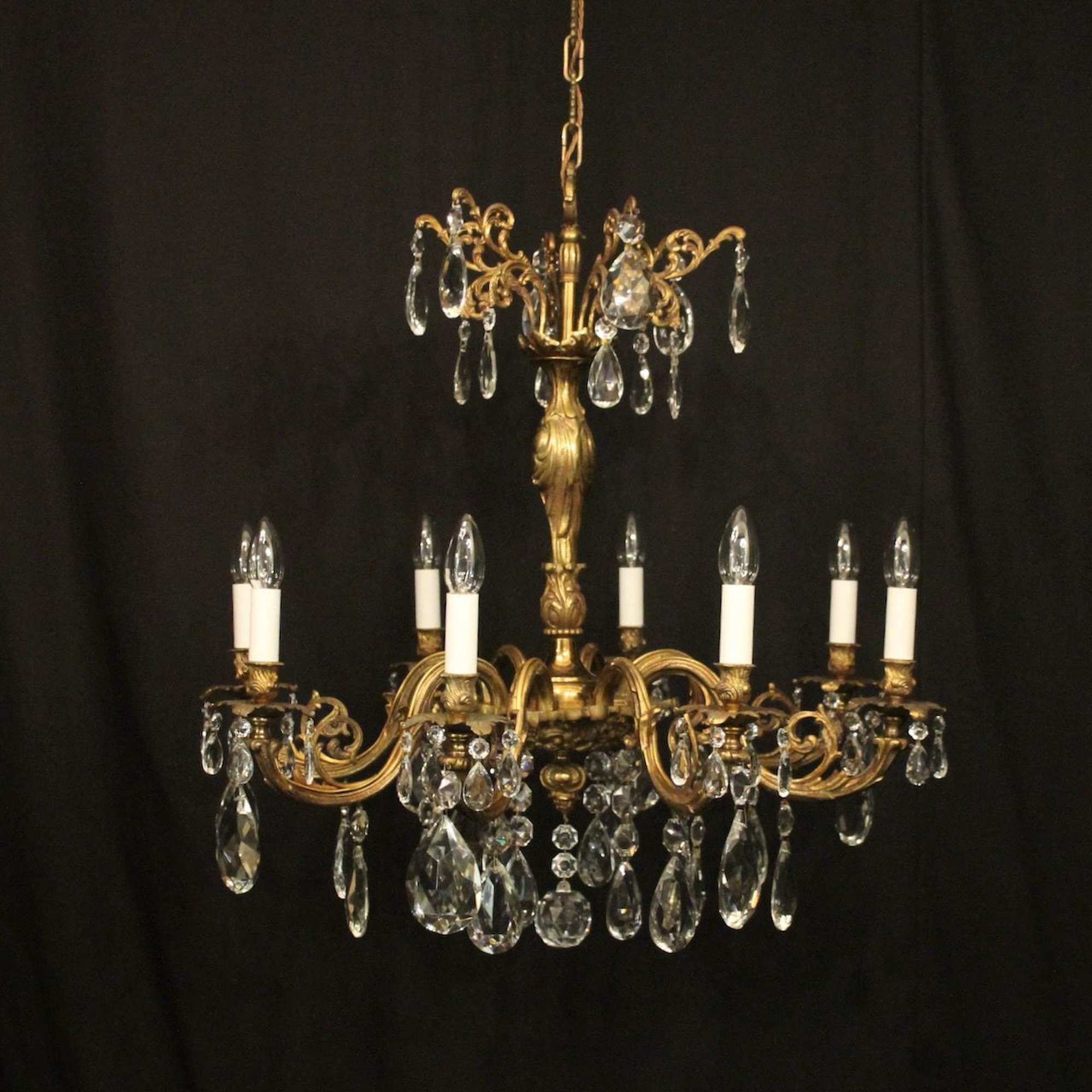 French Gilded 8 Light Antique Chandelier