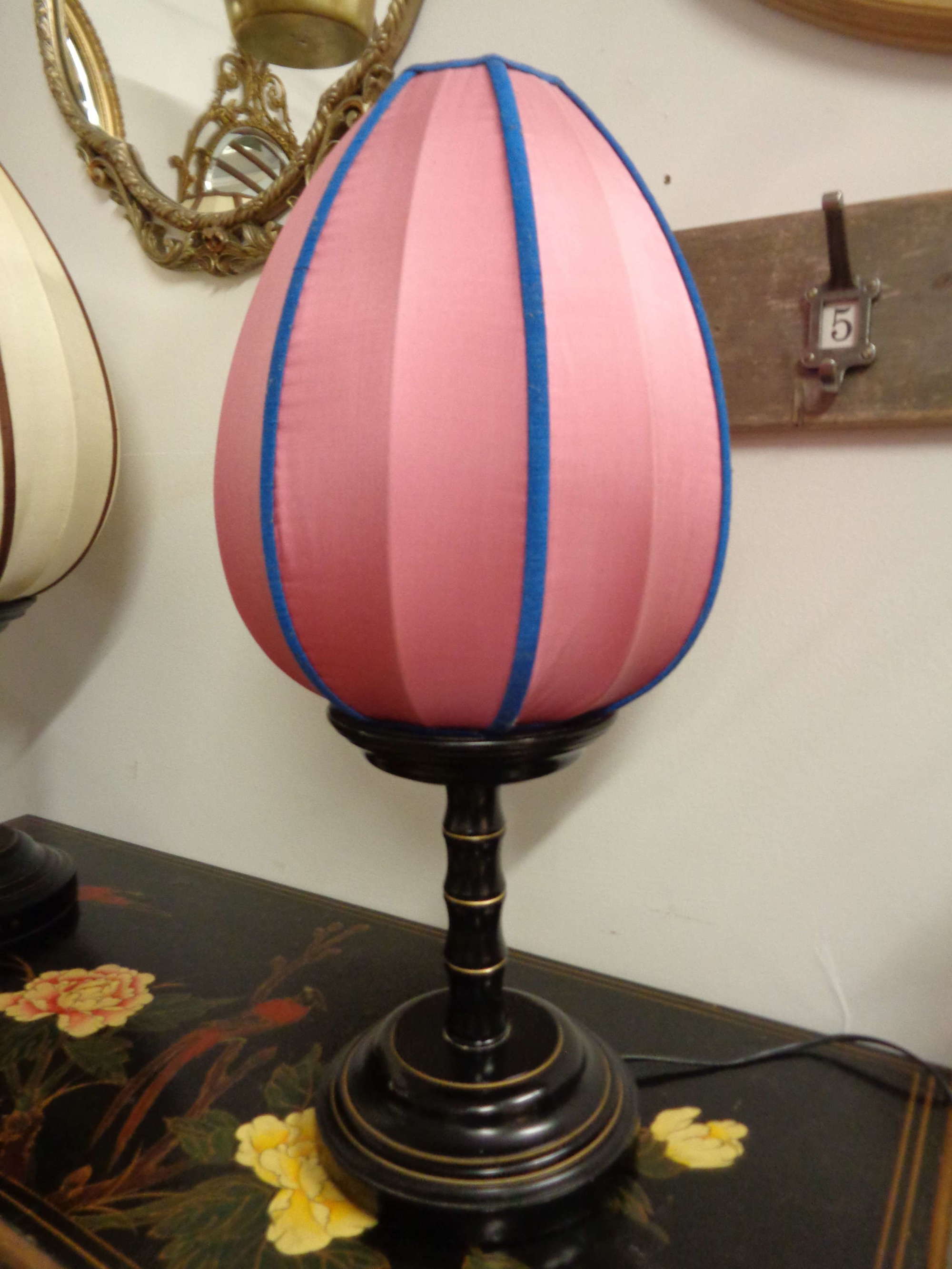 Vintage 'Shanghai Tang' Silk Pink Lotus Lamp