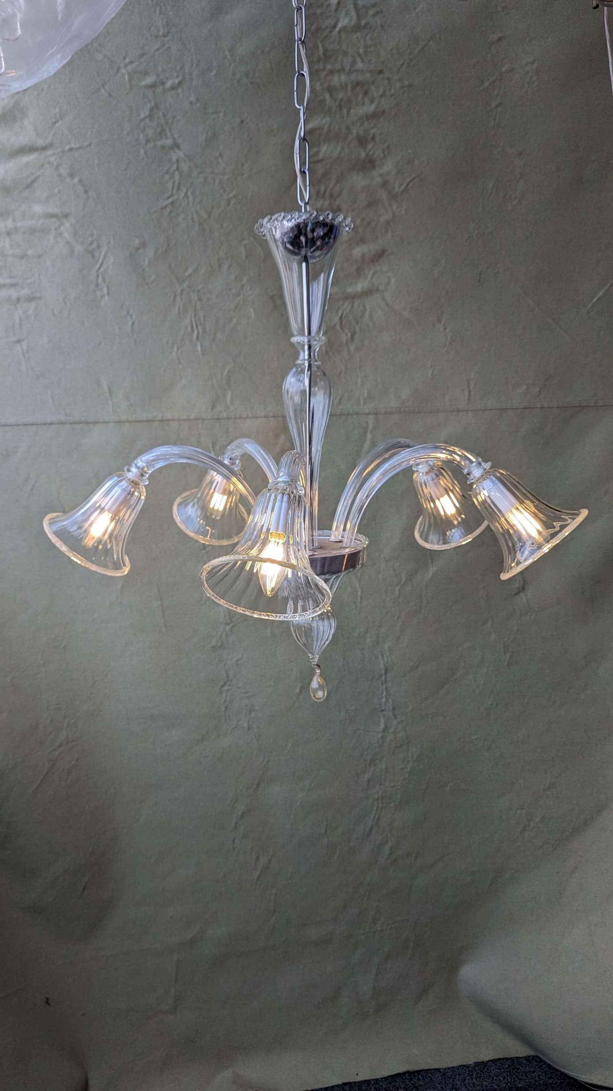 Five Light Murano Glass Chandelier