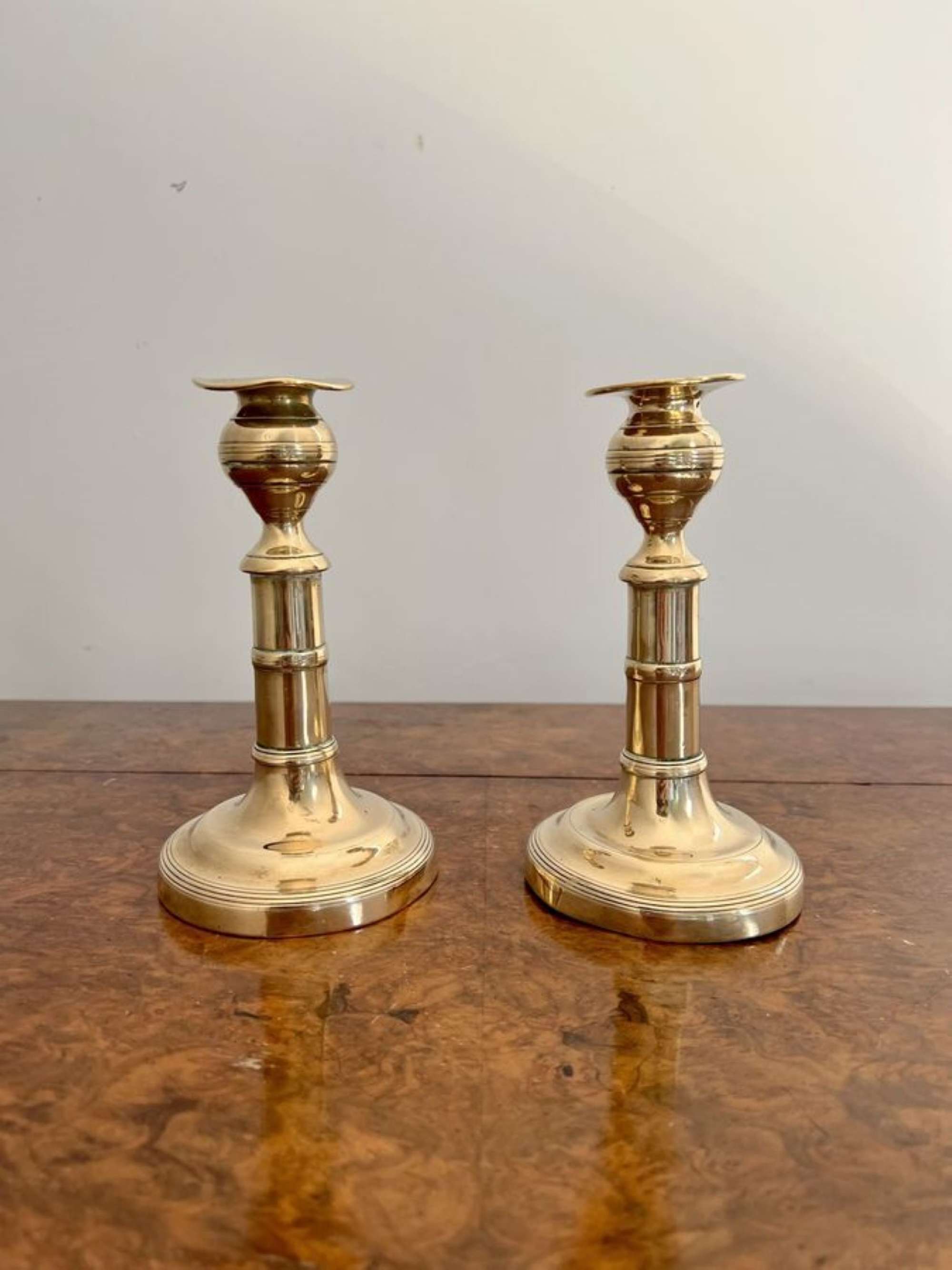 Pair of antique George III quality brass candlesticks
