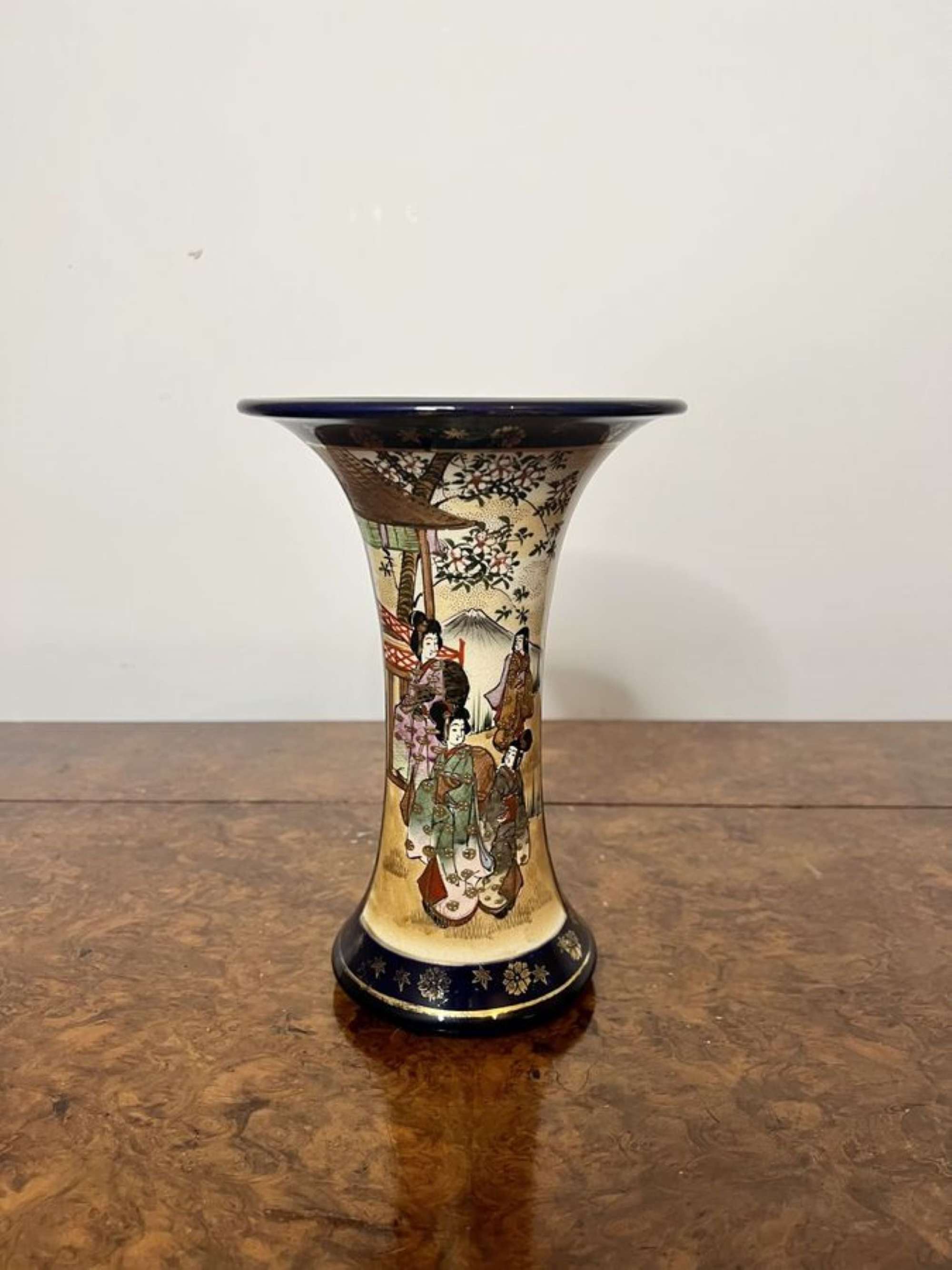 Quality antique Japanese satsuma shaped vase