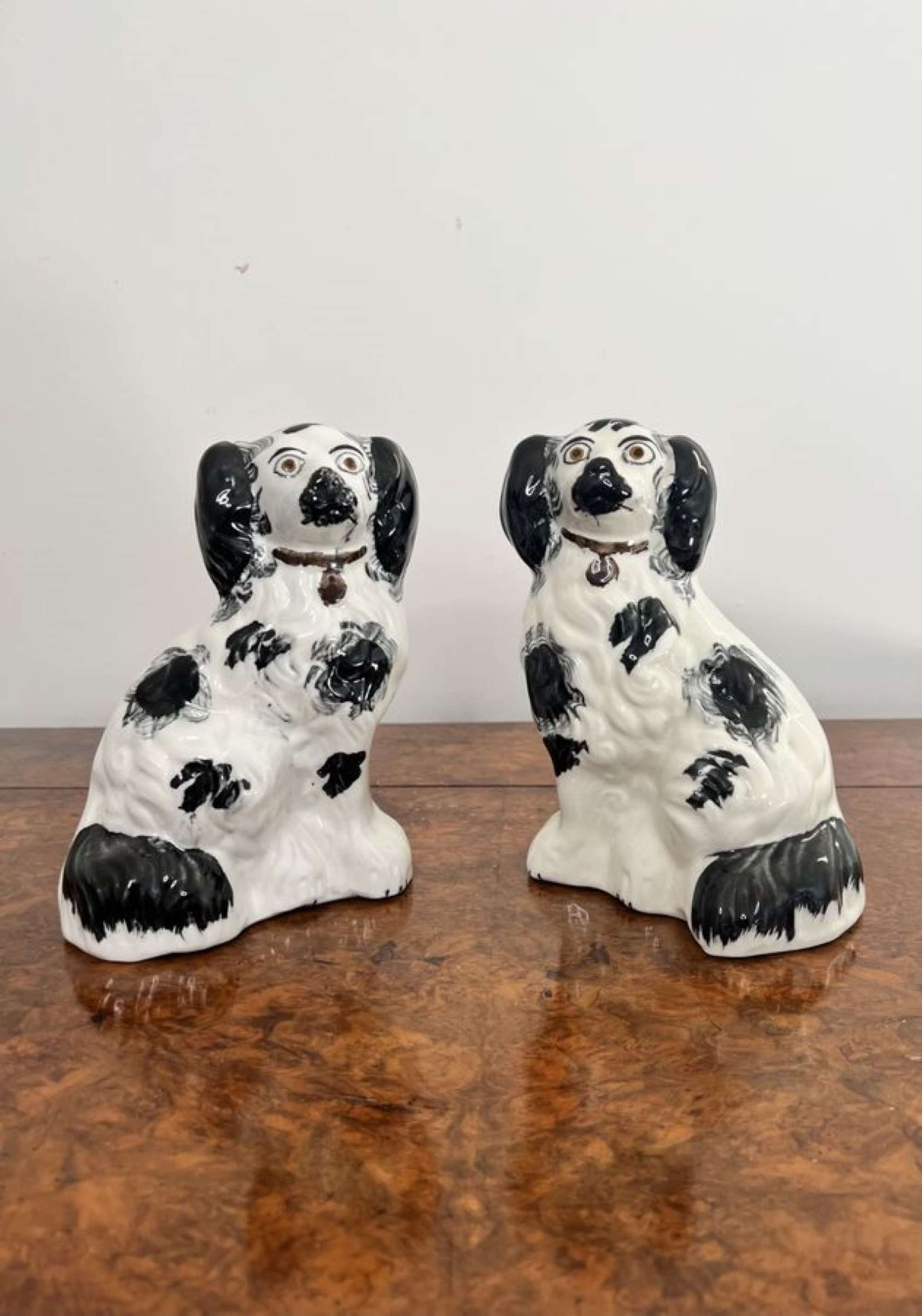 Quality pair of antique Victorian miniature Staffordshire dogs