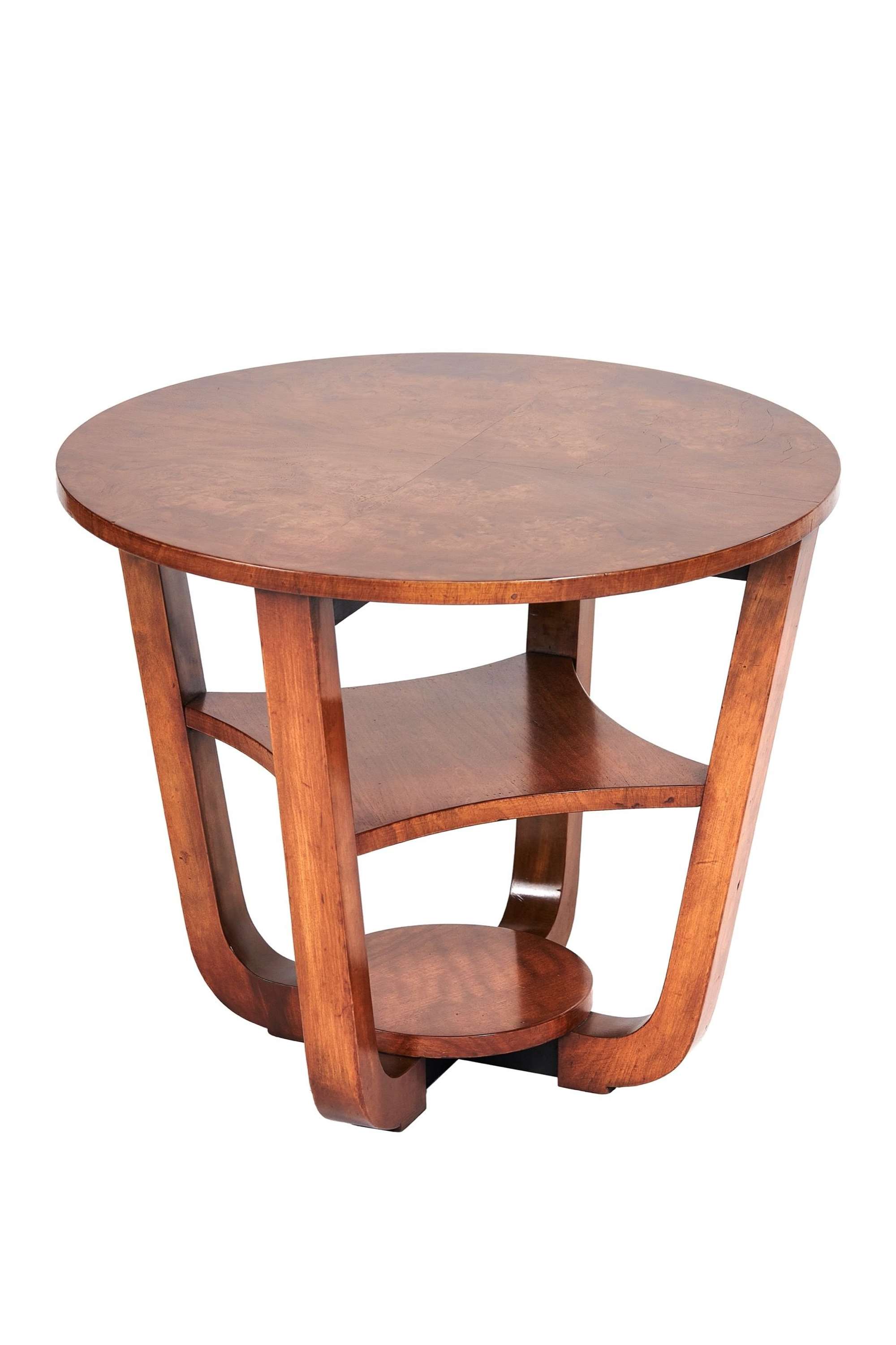 Art Deco Burr Walnut Circular 3 tier table circa 1930s