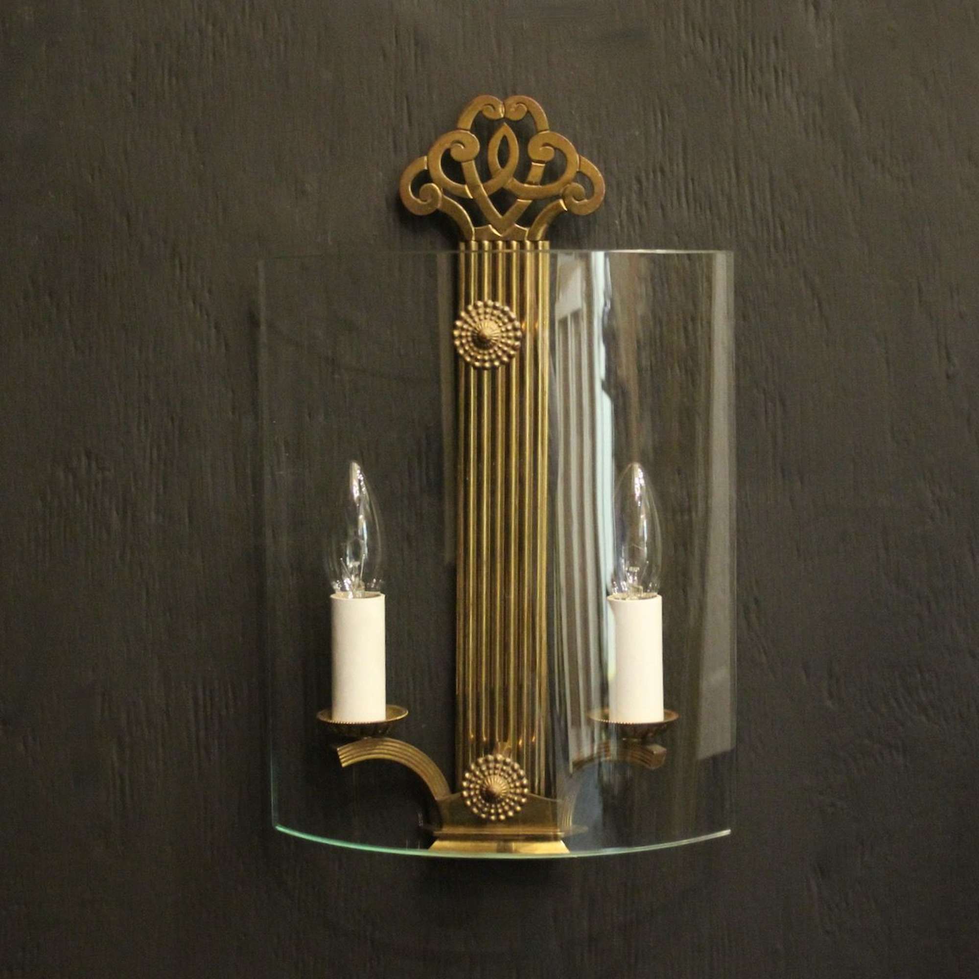 French Single Gilded Brass Twin Arm Wall Light 