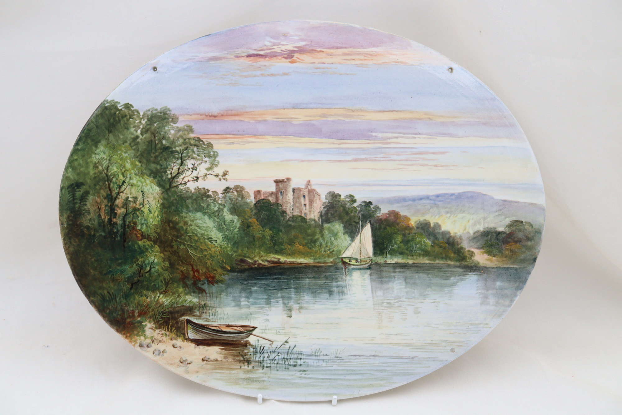 Oval plaque painted by William Yale